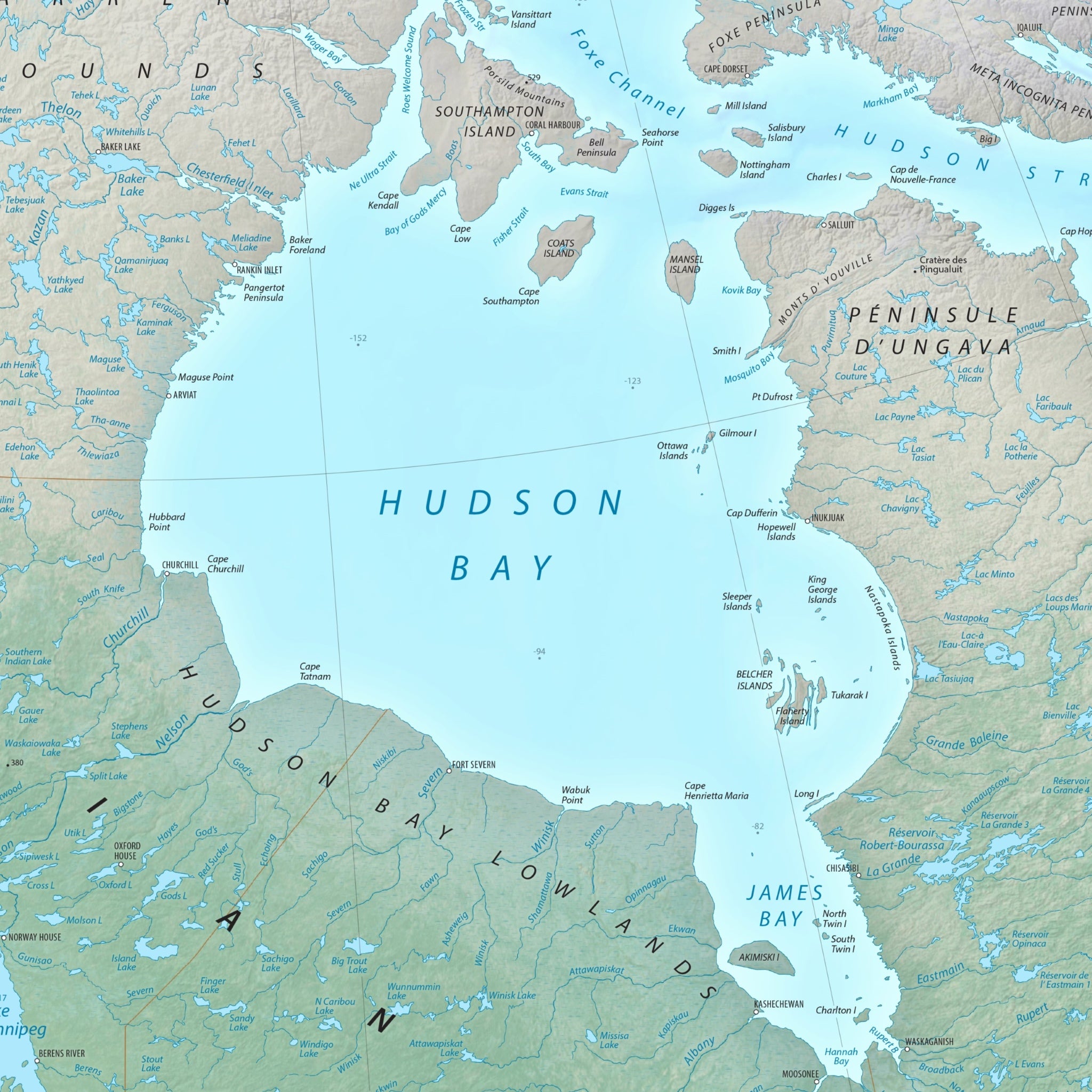 Arctic Map | 2025 | Giclée Print | Physical Map of the North Polar Region | Greenland