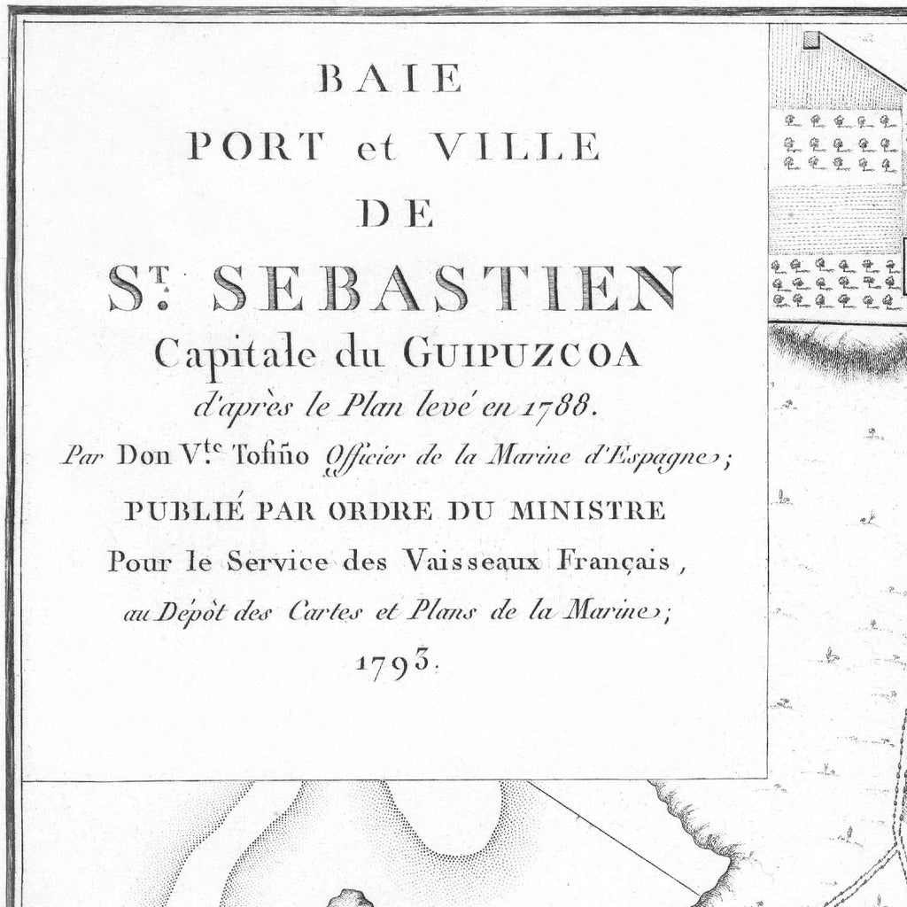 San Sebastian | Spanien | Seekarte | 1788 | Vintage Print