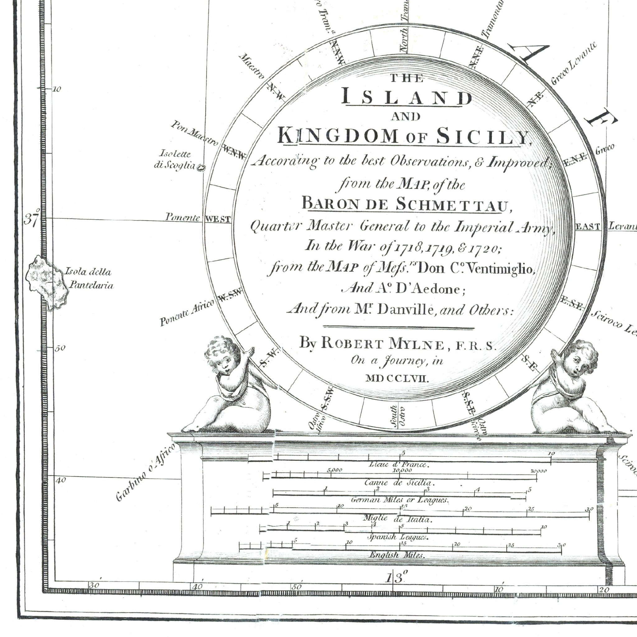 Sizilien | Italien| Seekarte | 1788 | Vintage Print