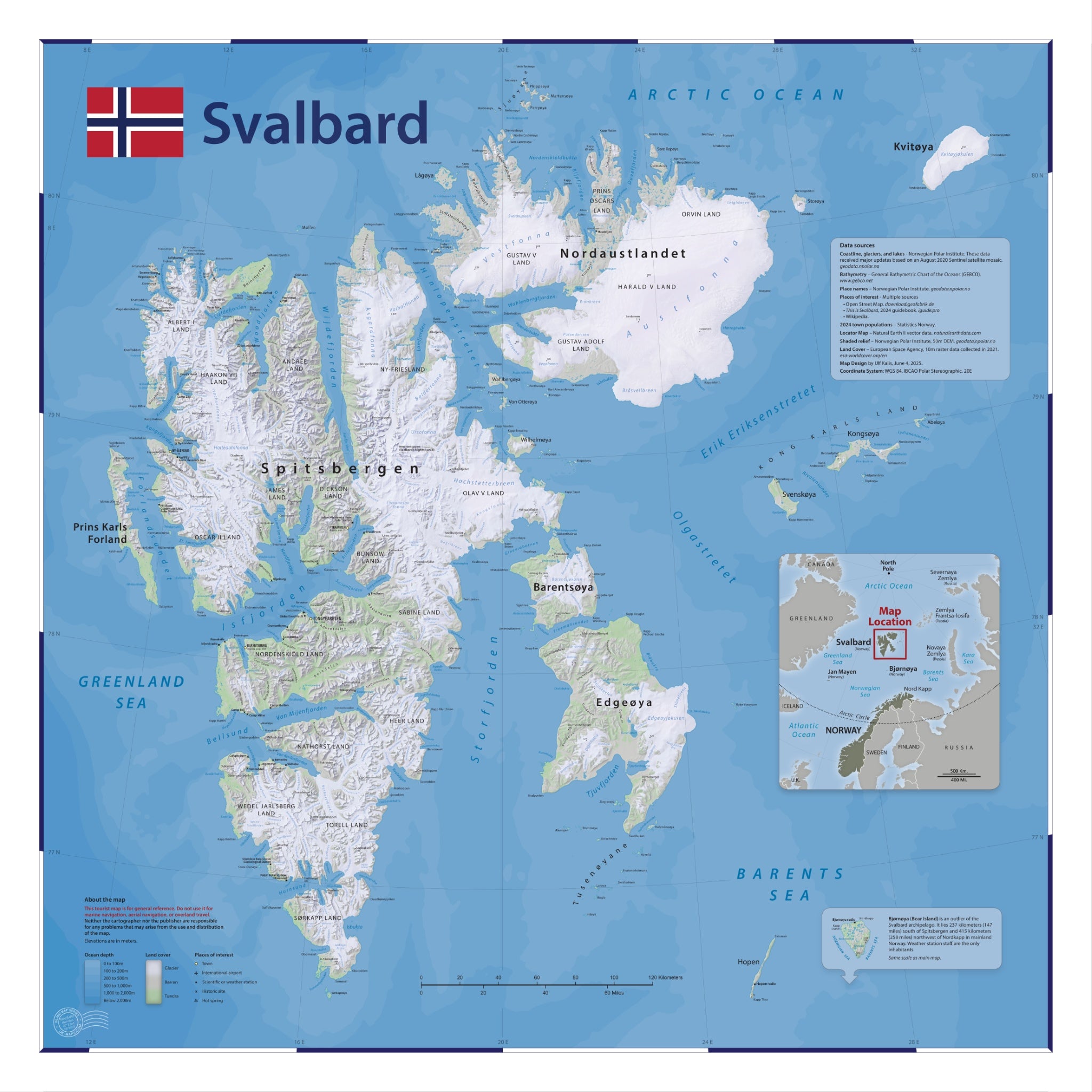 Svalbard Spitzbergen Landkarte Giclée-Druck