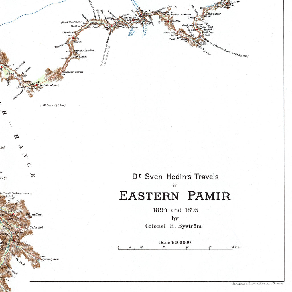 Tibet | Pamir | Historical Map | 1922 | Reproduction | Giclée Print