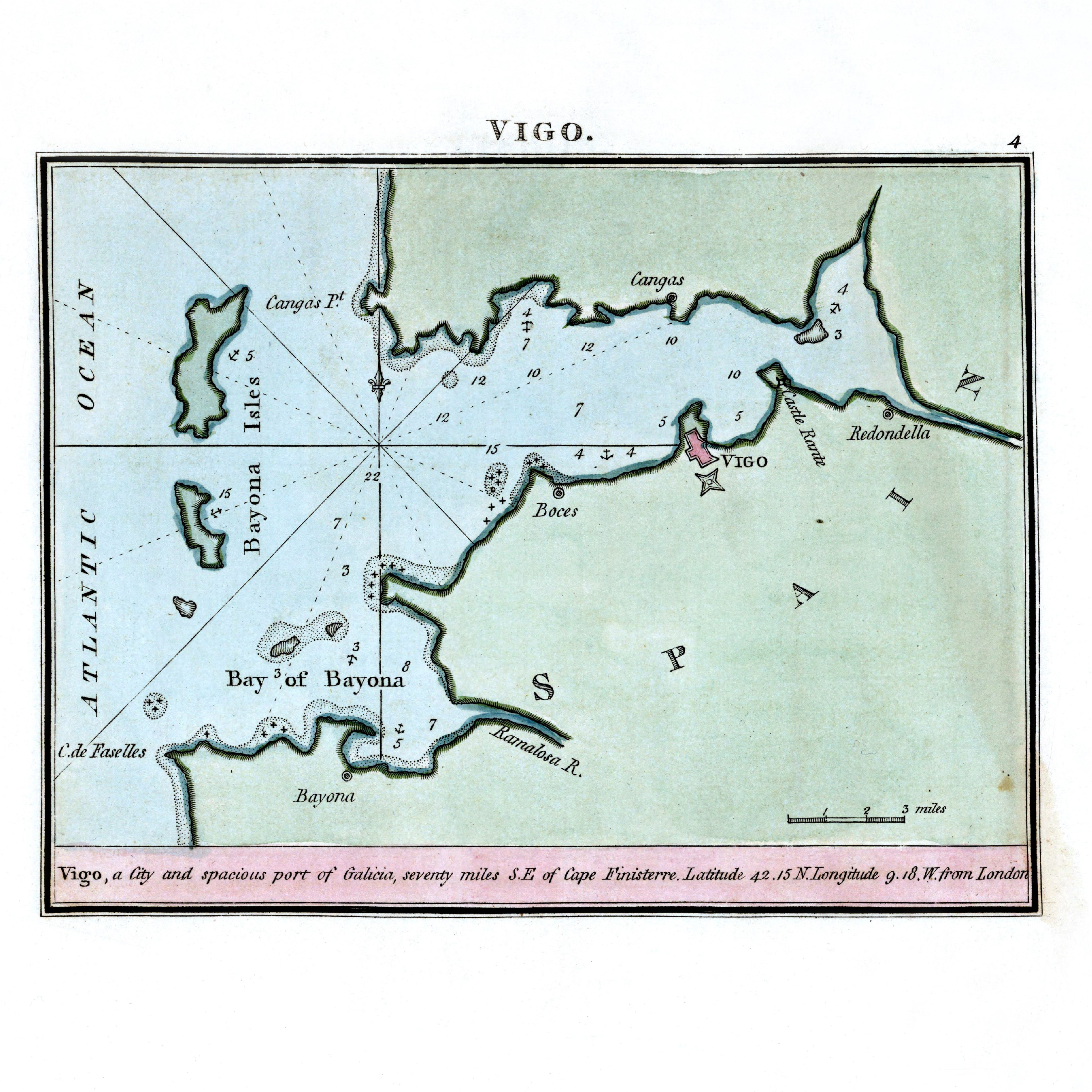Seekarten-Atlas | Vigo | Oporto | Karte von 1801 | Giclée Druck