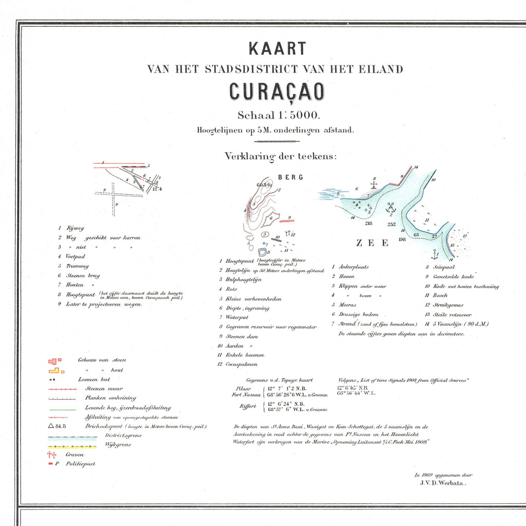 Curacao | Willemstad | Landkarte | 1912 | Giclée-Druck