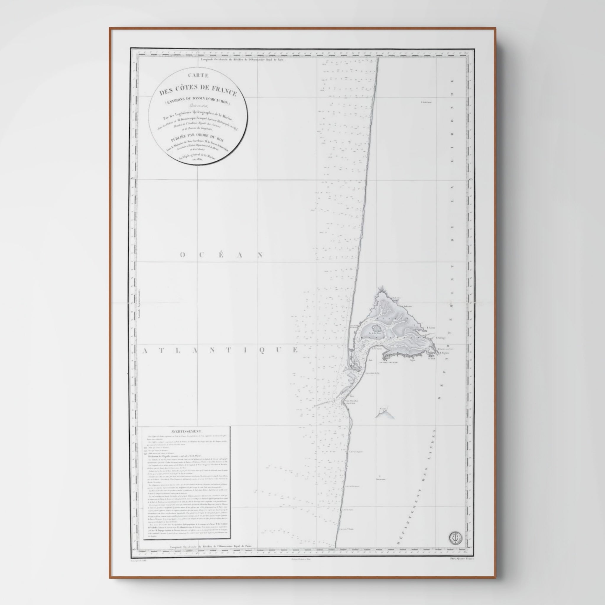 Arcachon | Frankreich | Seekarte | Karte von 1830