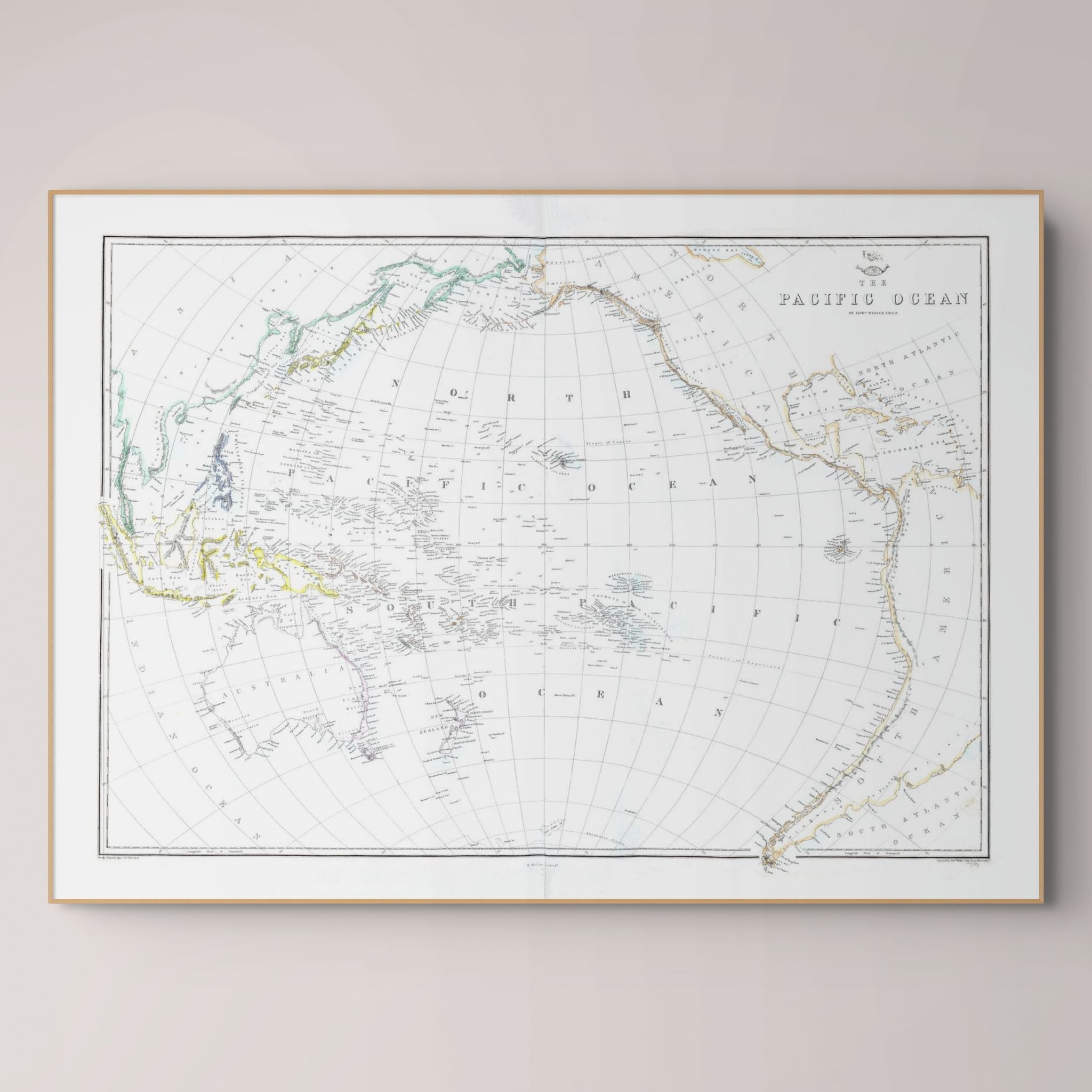 Pazifik | Seekarte von 1863 | Giclée-Druck