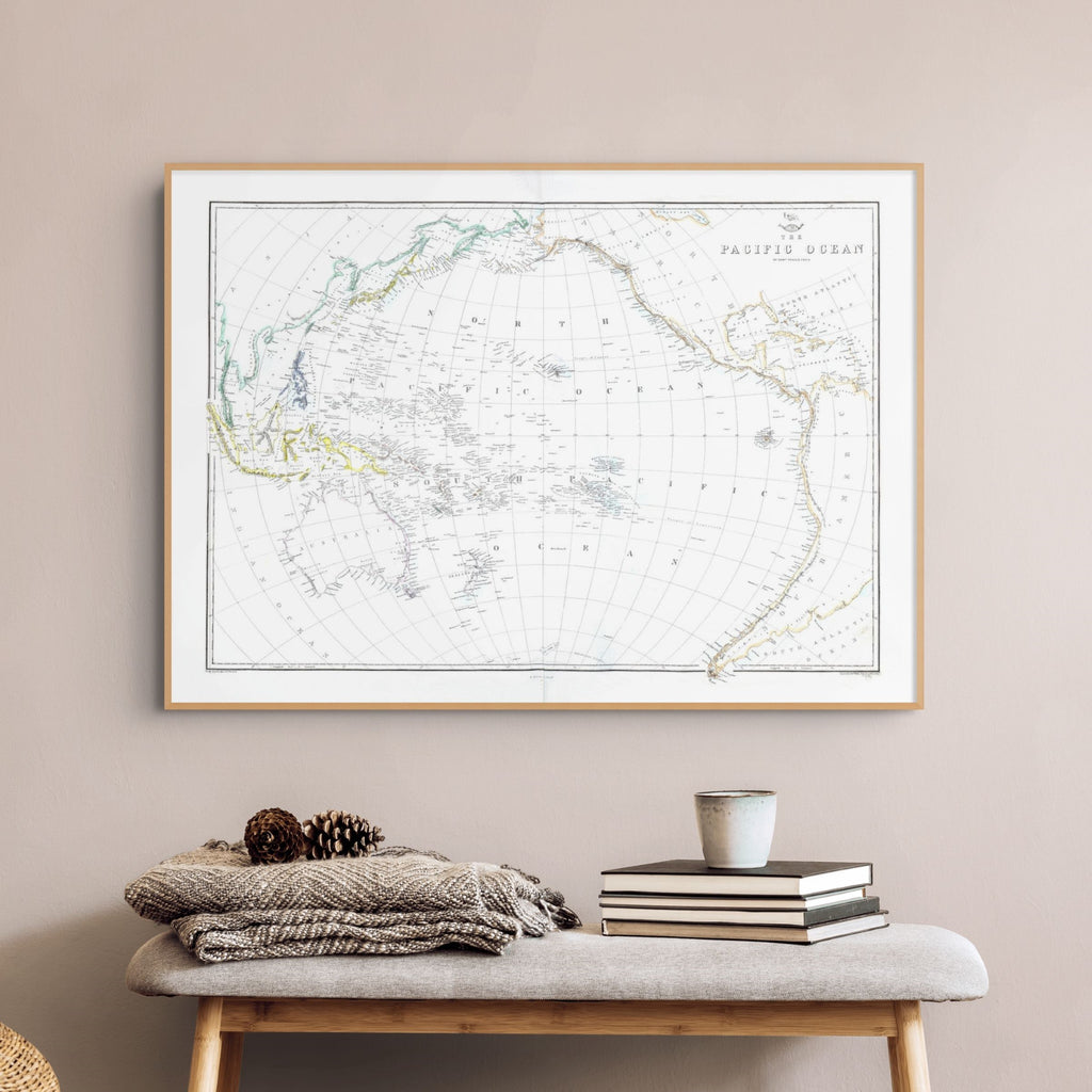 Pazifik | Seekarte von 1863 | Giclée-Druck