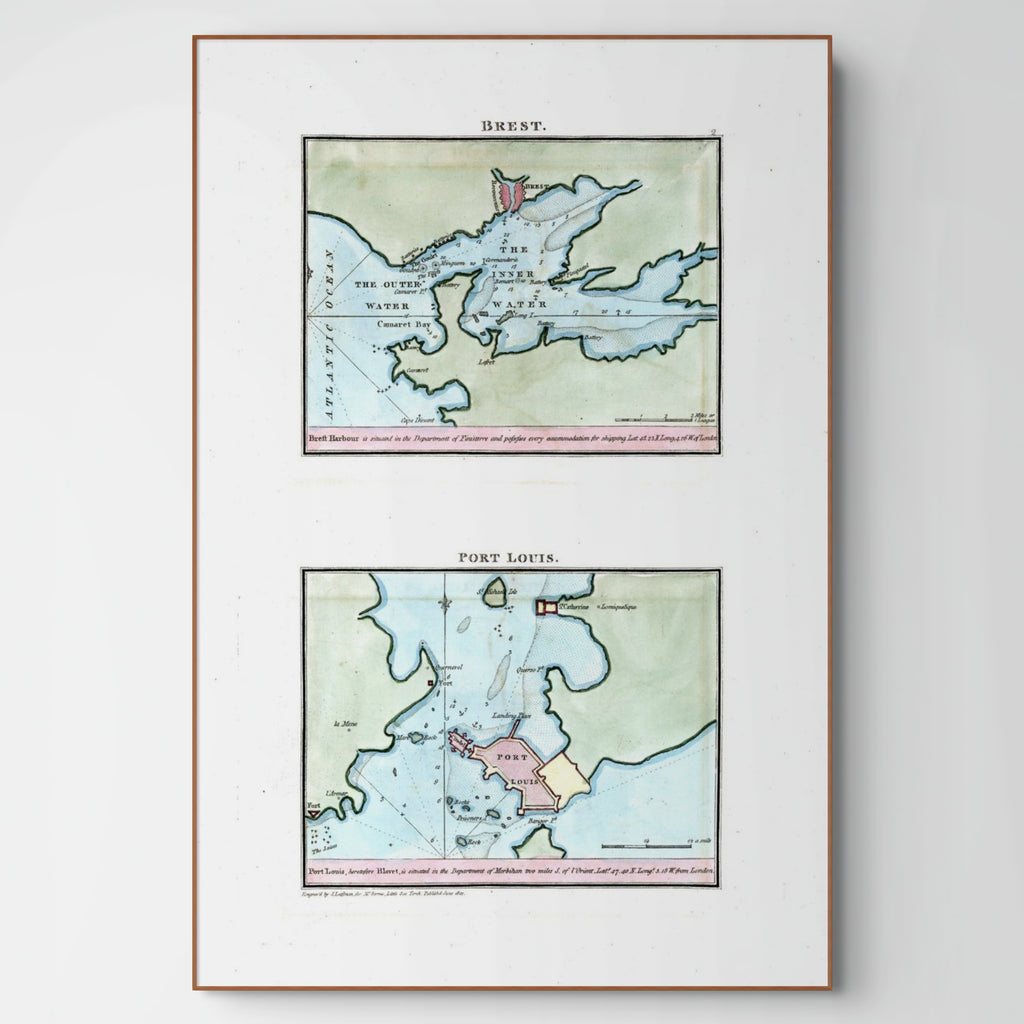 Seekarten-Atlas | Dieppe | Le Havre | Karte von 1801 | Giclée Druck