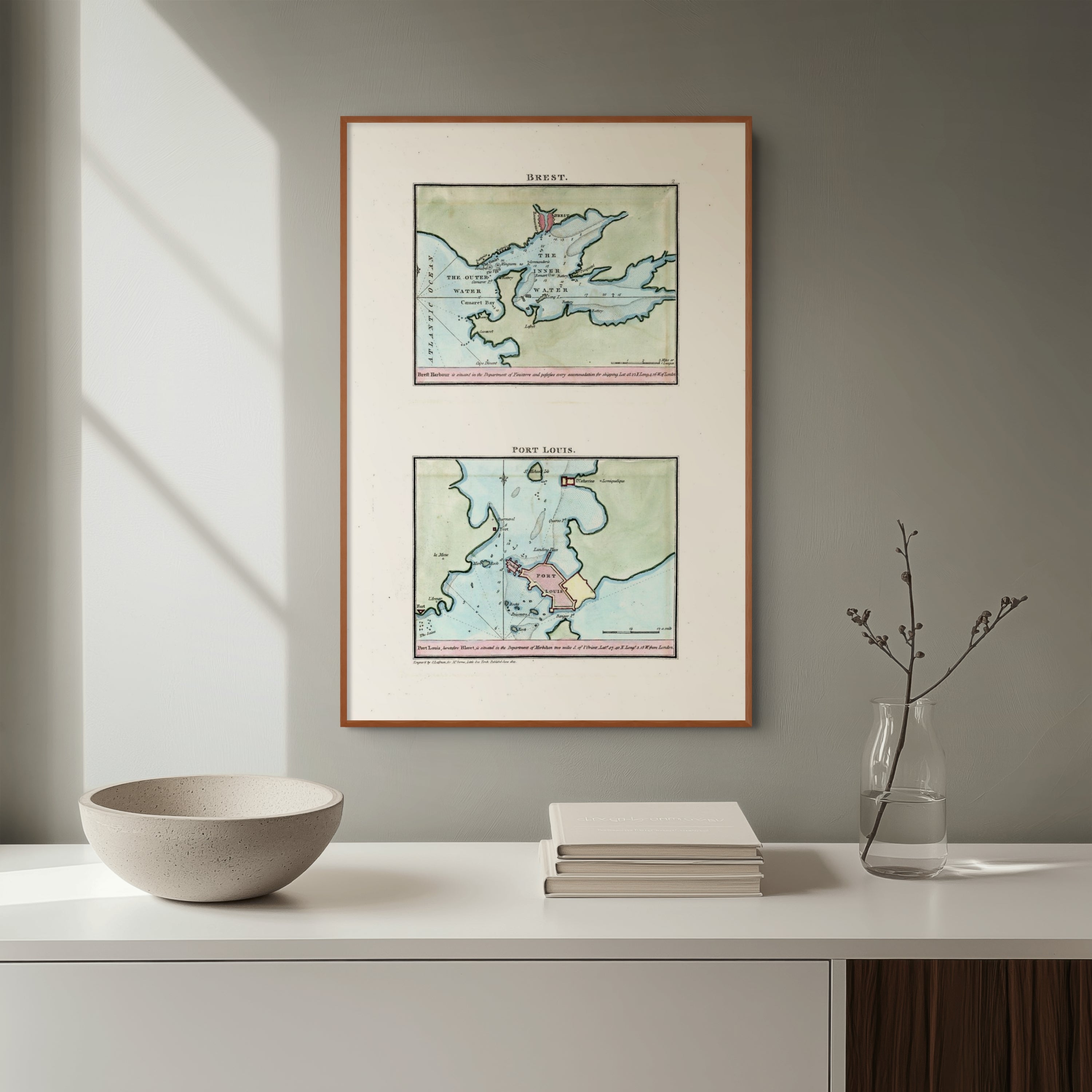 Seekarten-Atlas | Dieppe | Le Havre | Karte von 1801 | Giclée Druck
