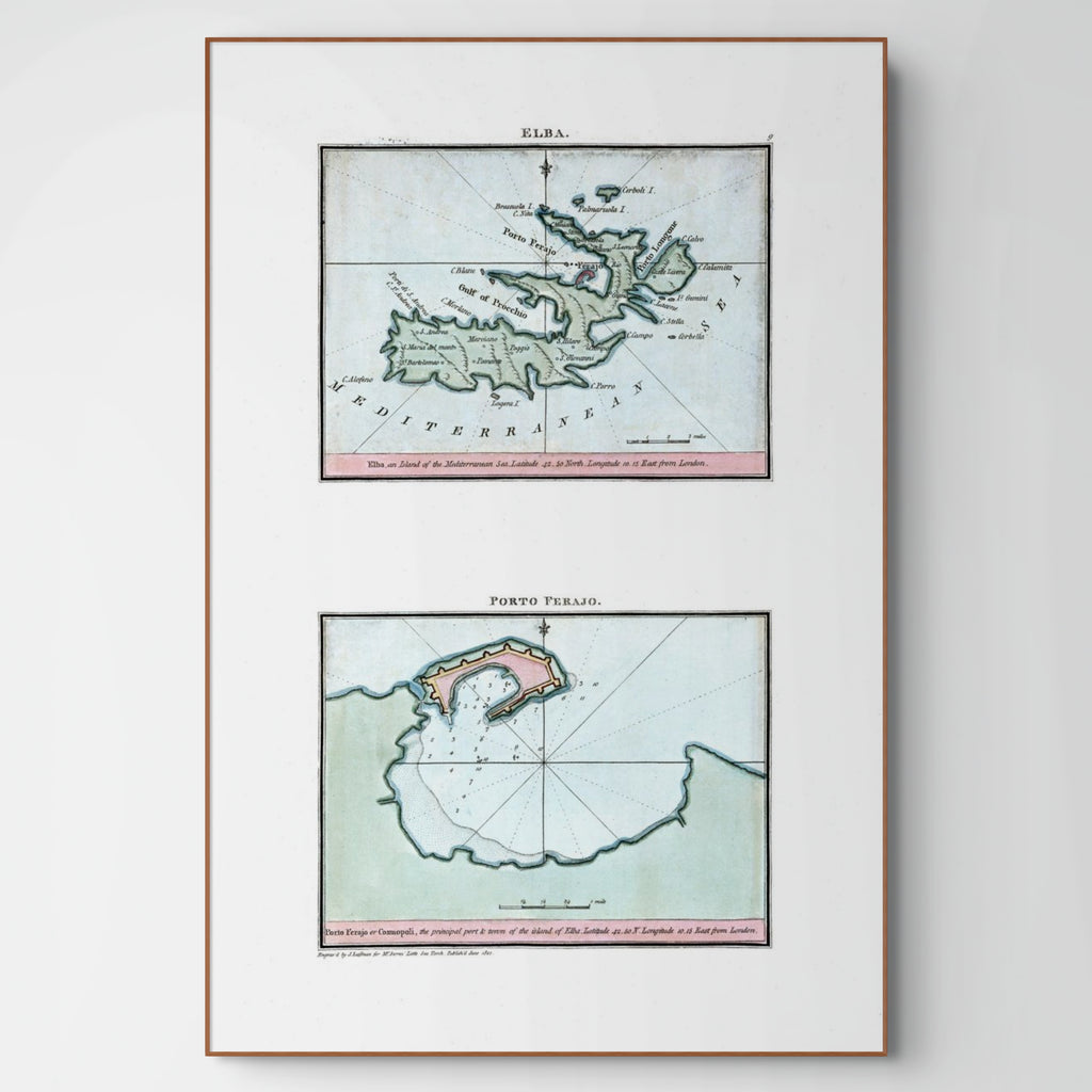 Seekarten-Atlas | Elba | Porto Ferraio | Karte von 1801 | Giclée Druck