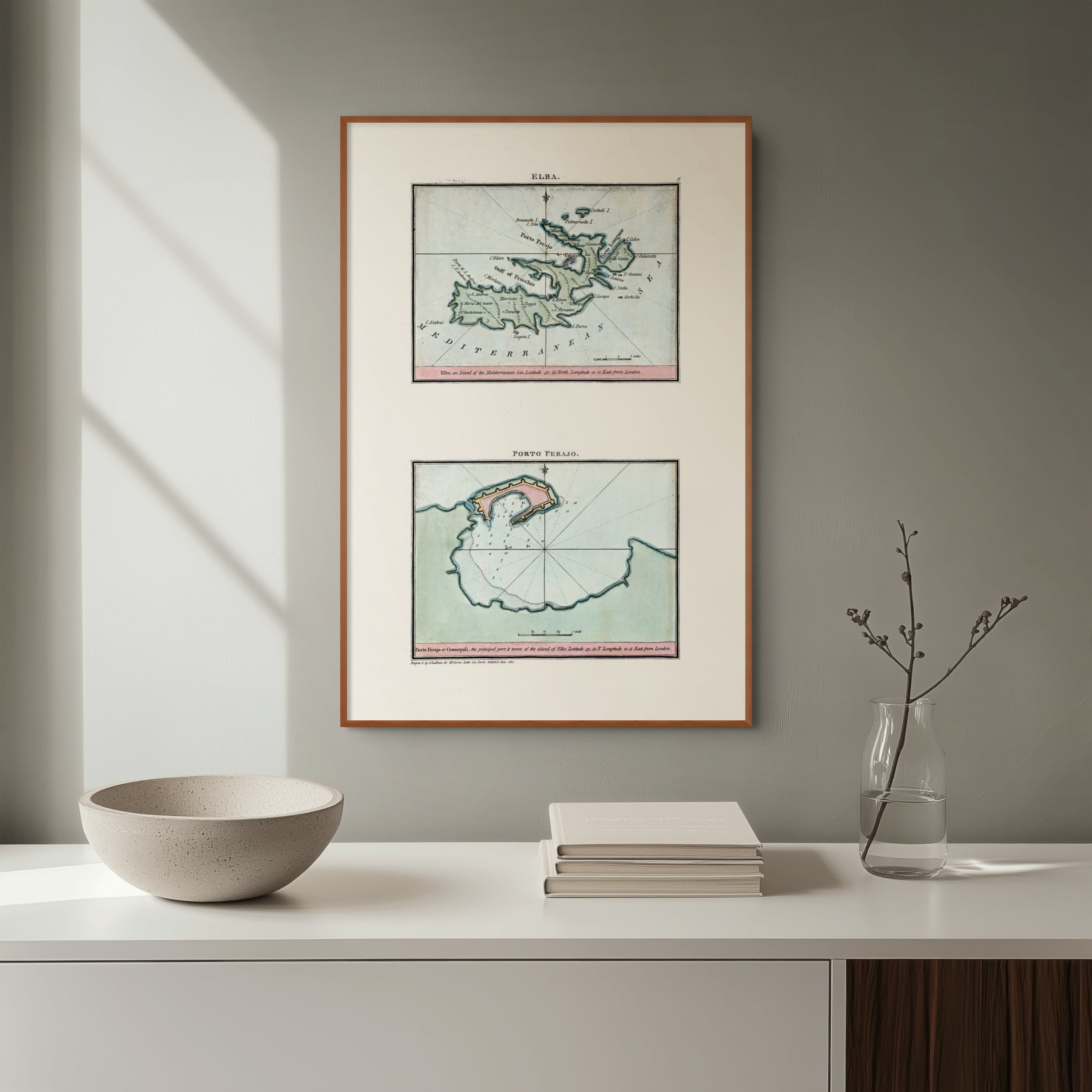 Seekarten-Atlas | Elba | Porto Ferraio | Karte von 1801 | Giclée Druck