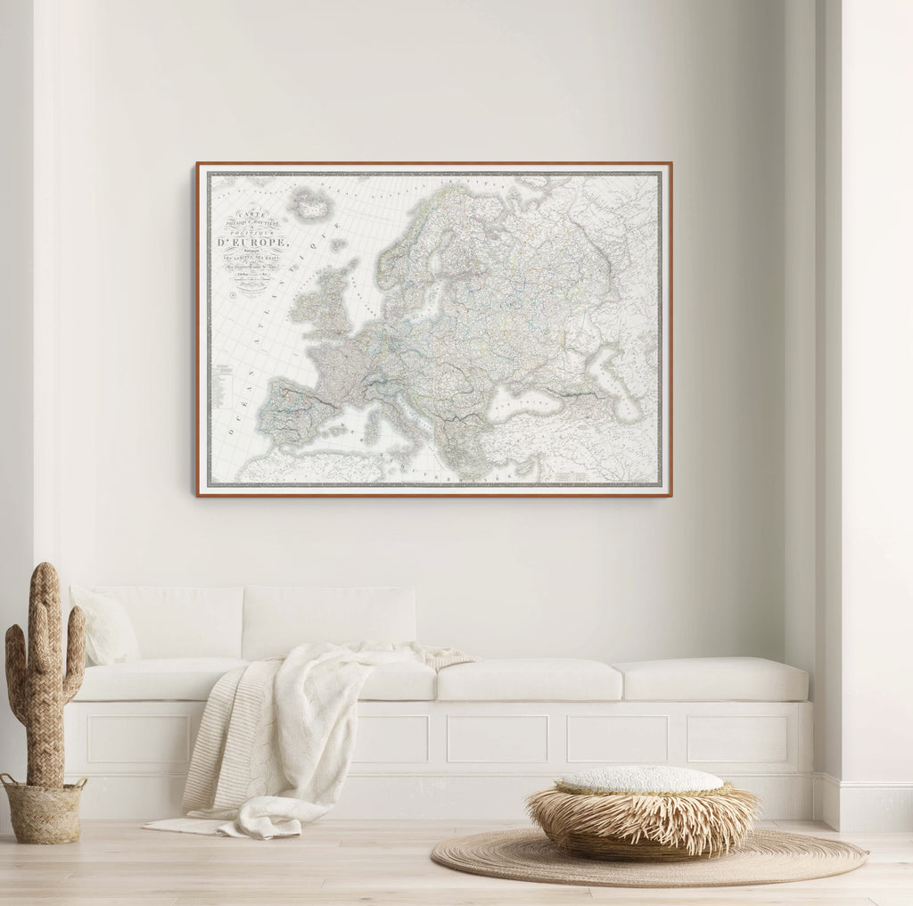 Europa Landkarte | Politische und Physische Landkarte Europas | Historische Kartographie | Giclée-Druck