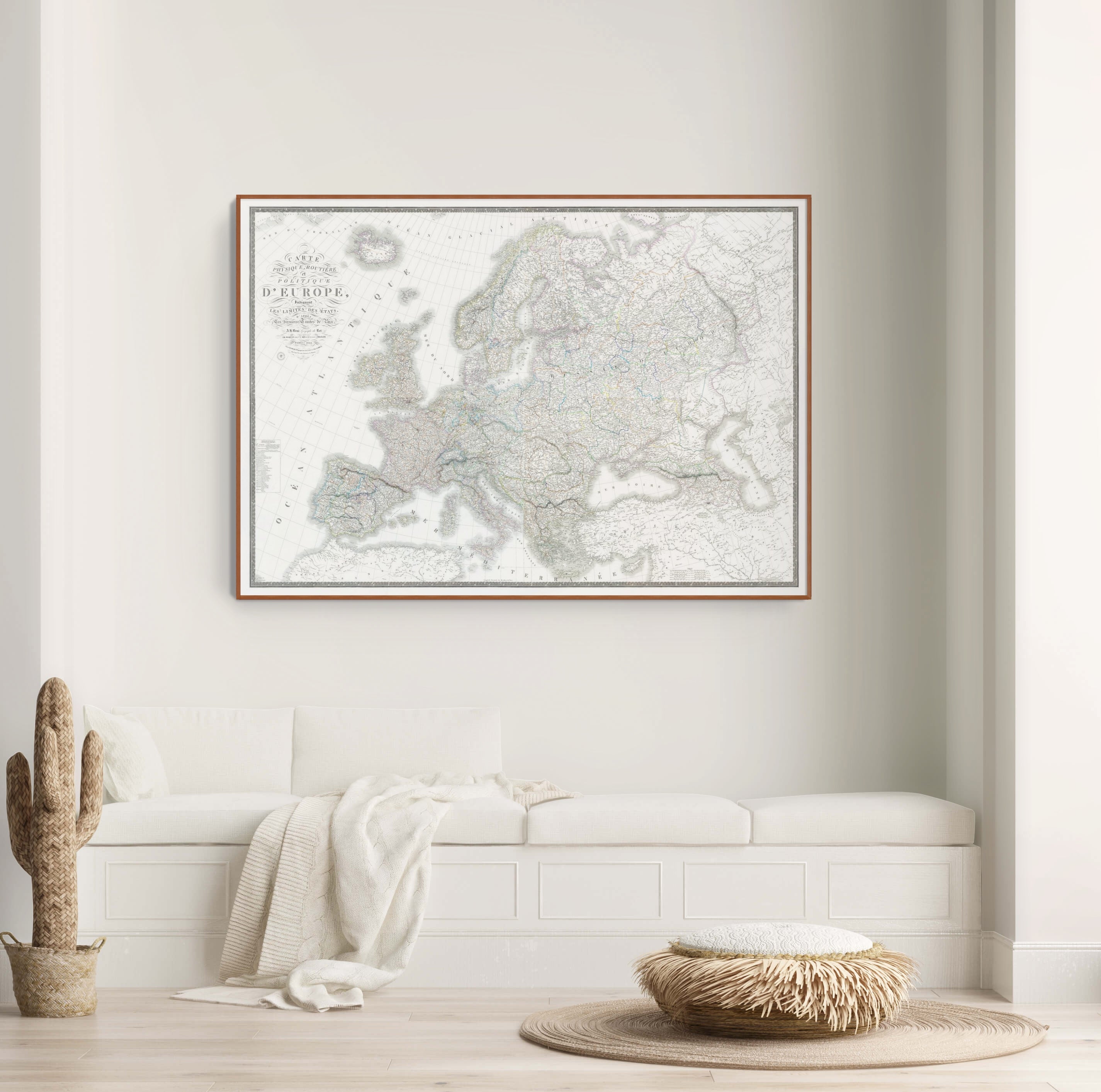 Europa Landkarte | Politische und Physische Landkarte Europas | Historische Kartographie | Giclée-Druck