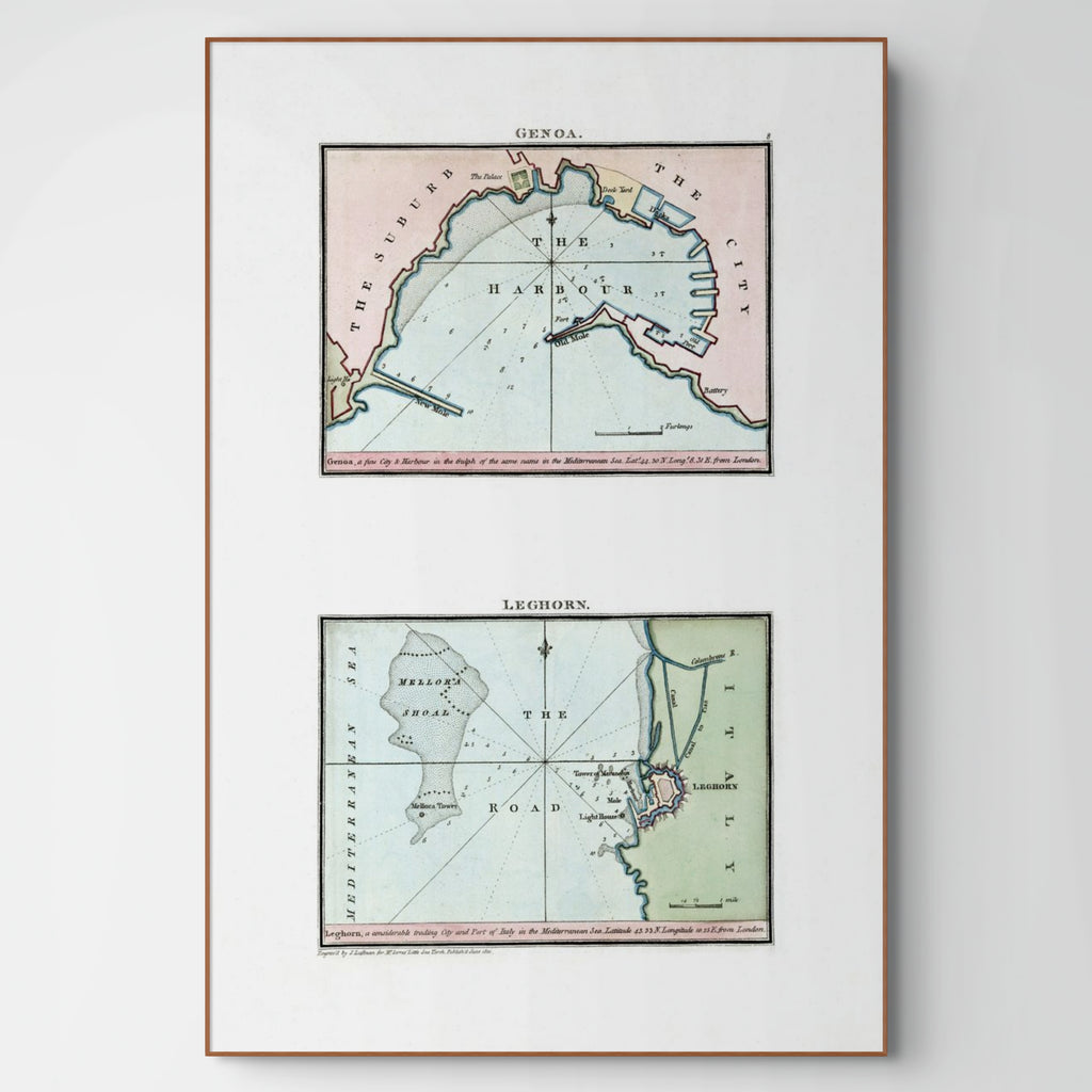Seekarten-Atlas | Genua | Livorno | Karte von 1801 | Giclée Druck