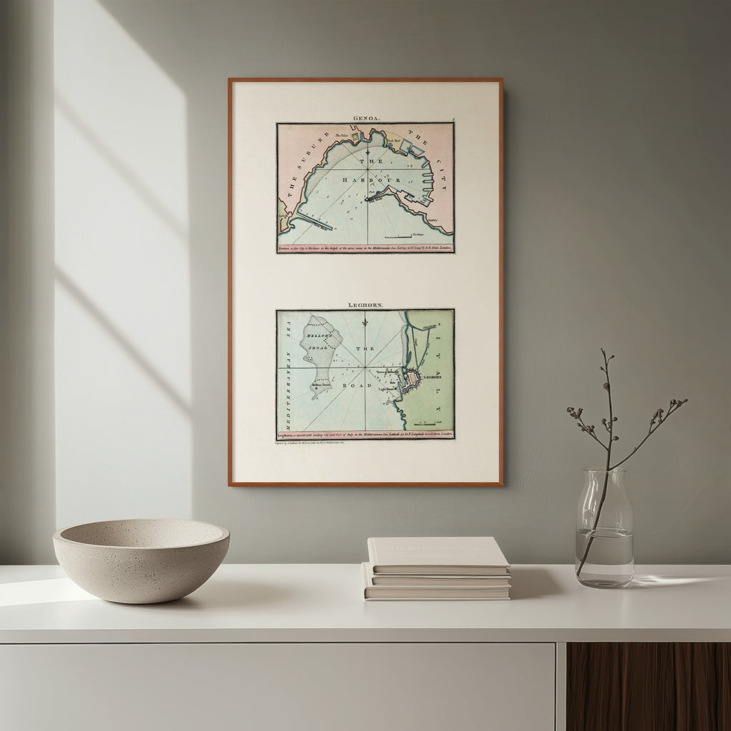 Seekarten-Atlas | Genua | Livorno | Karte von 1801 | Giclée Druck