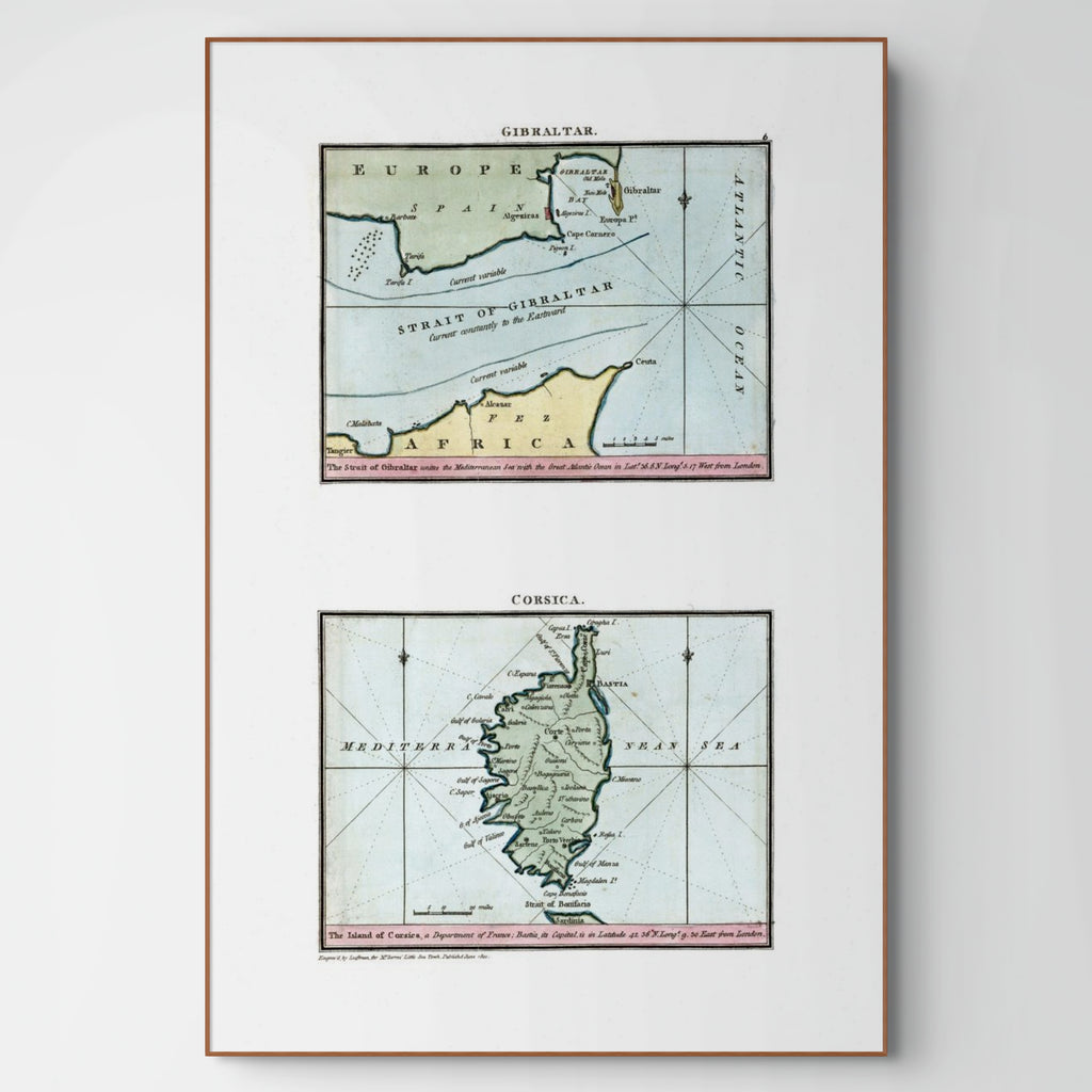 Seekarten-Atlas | Gibraltar | Korsika | Karte von 1801 | Giclée Druck