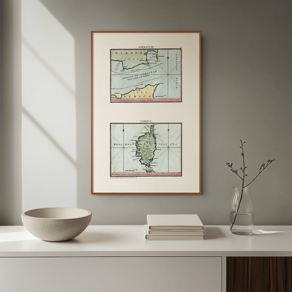 Seekarten-Atlas | Gibraltar | Korsika | Karte von 1801 | Giclée Druck