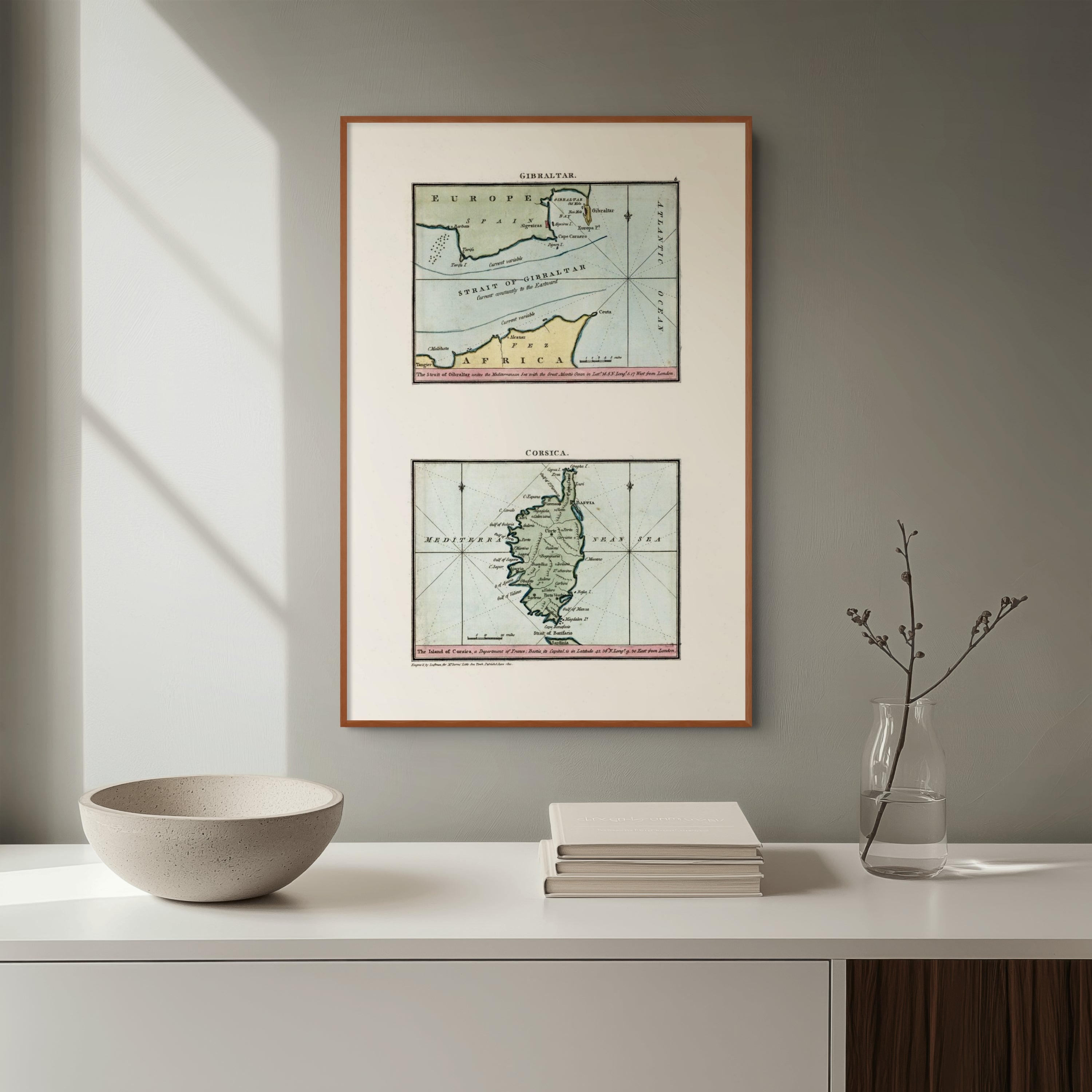Seekarten-Atlas | Gibraltar | Korsika | Karte von 1801 | Giclée Druck
