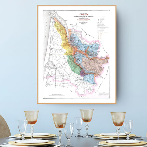 Bordeaux | Gironde| Frankreich | Weinbau | Weingüter | Karte von 1876 | Vintage Map