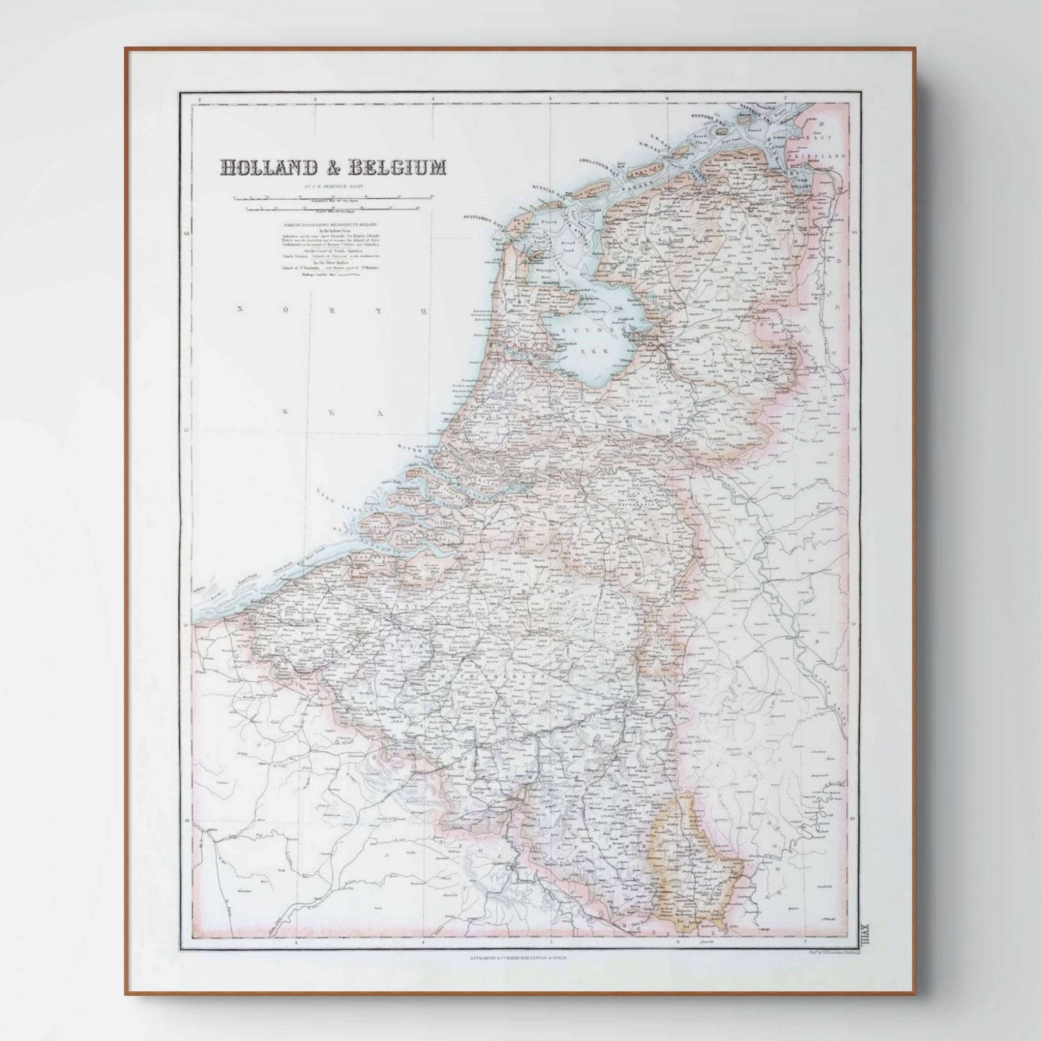 Niederlande | Belgien | Karte von 1872 | Vintage Map