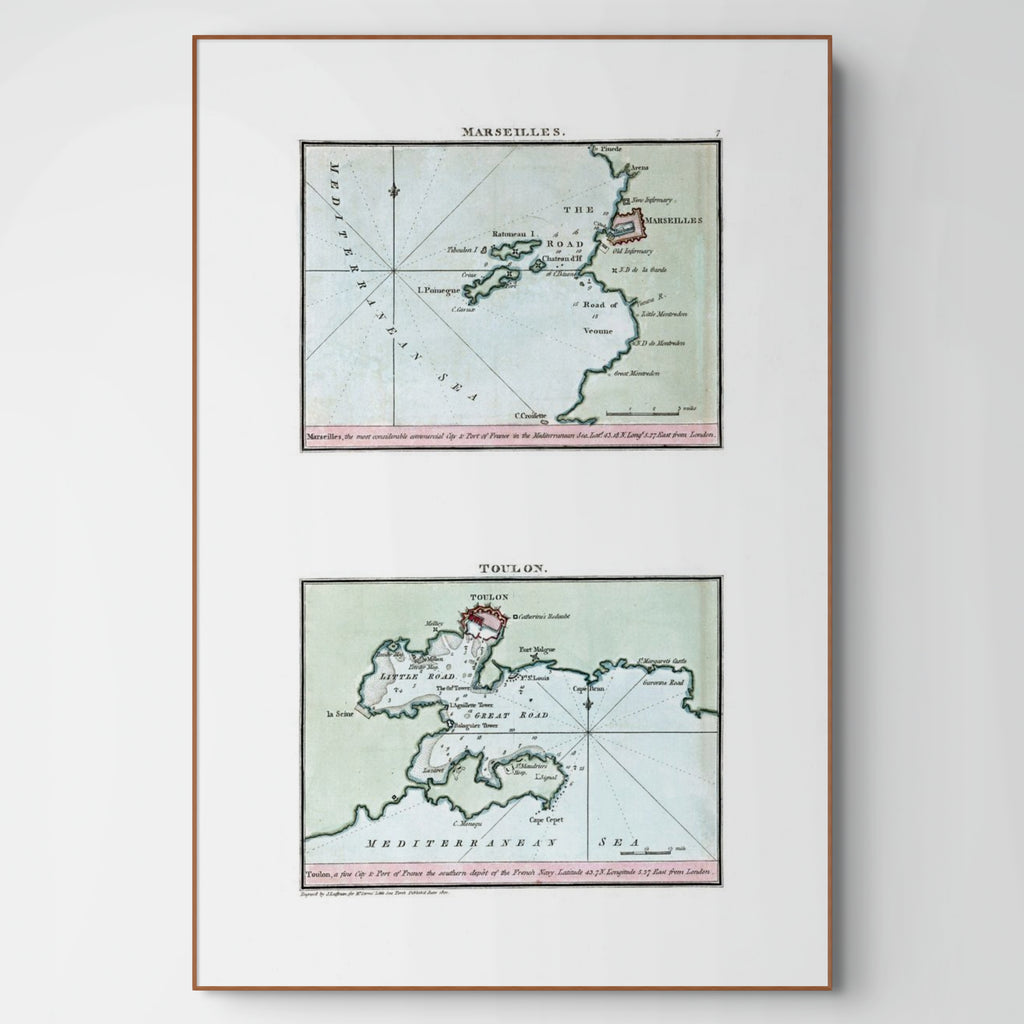 Seekarten-Atlas | Marseille | Toulon | Karte von 1801 | Giclée Druck