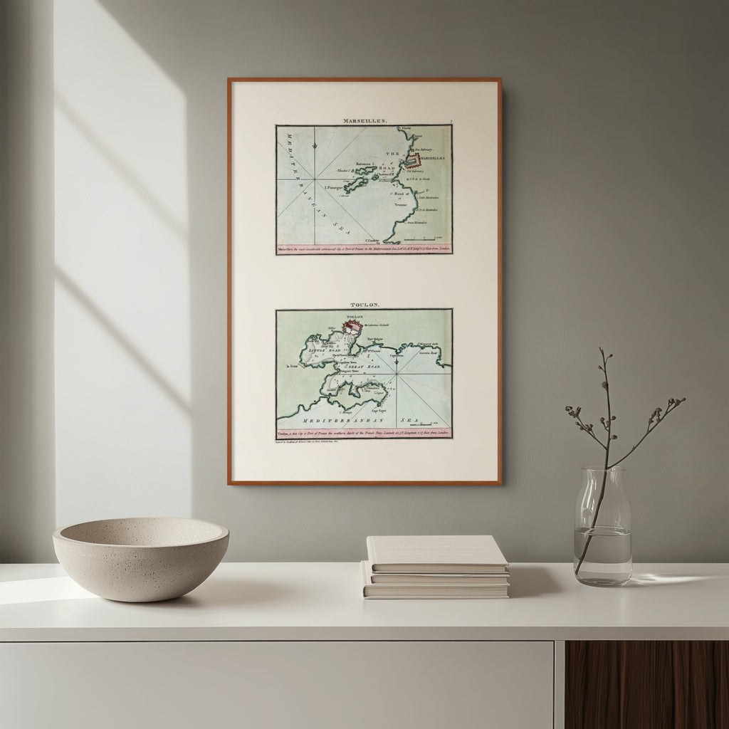 Seekarten-Atlas | Marseille | Toulon | Karte von 1801 | Giclée Druck
