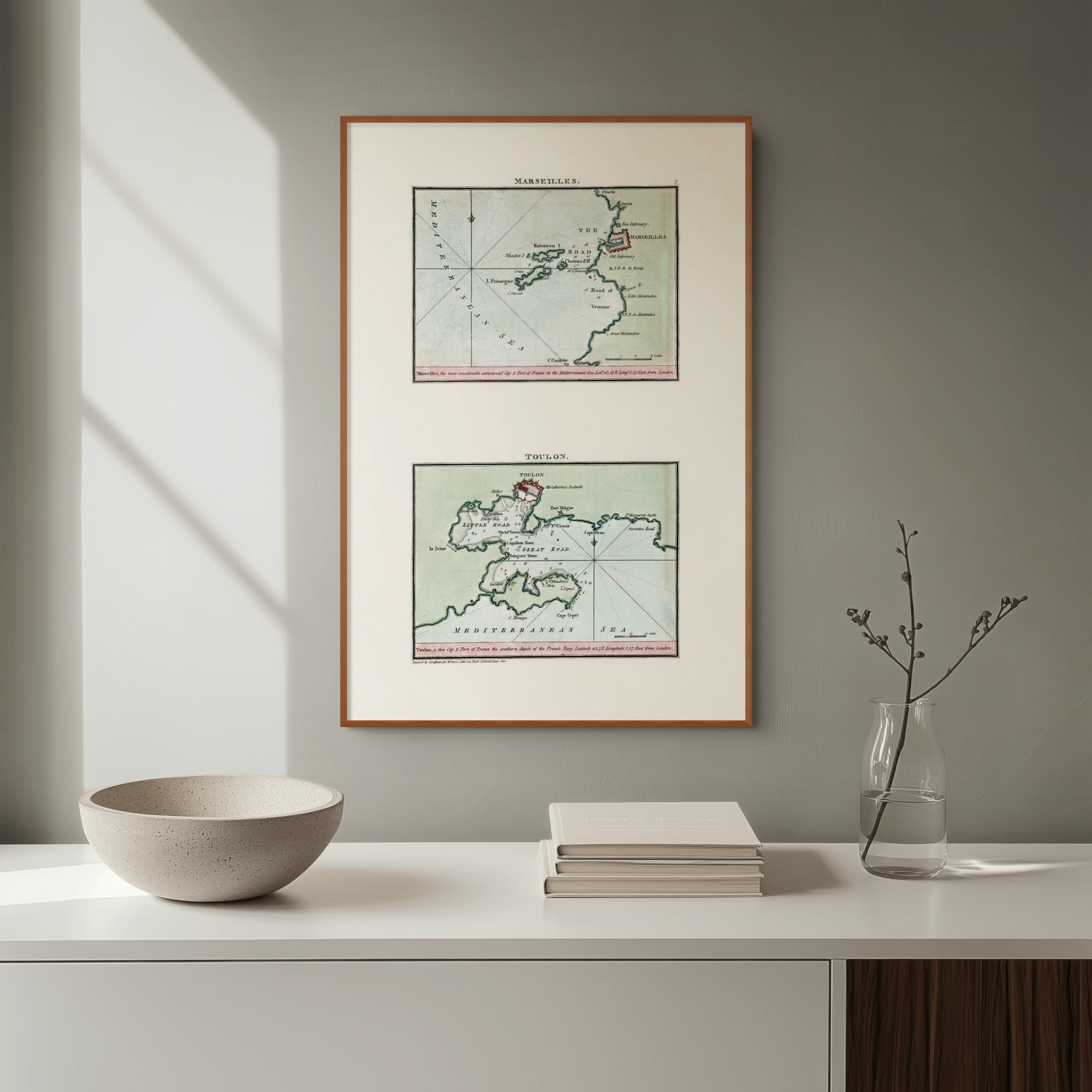 Seekarten-Atlas | Marseille | Toulon | Karte von 1801 | Giclée Druck