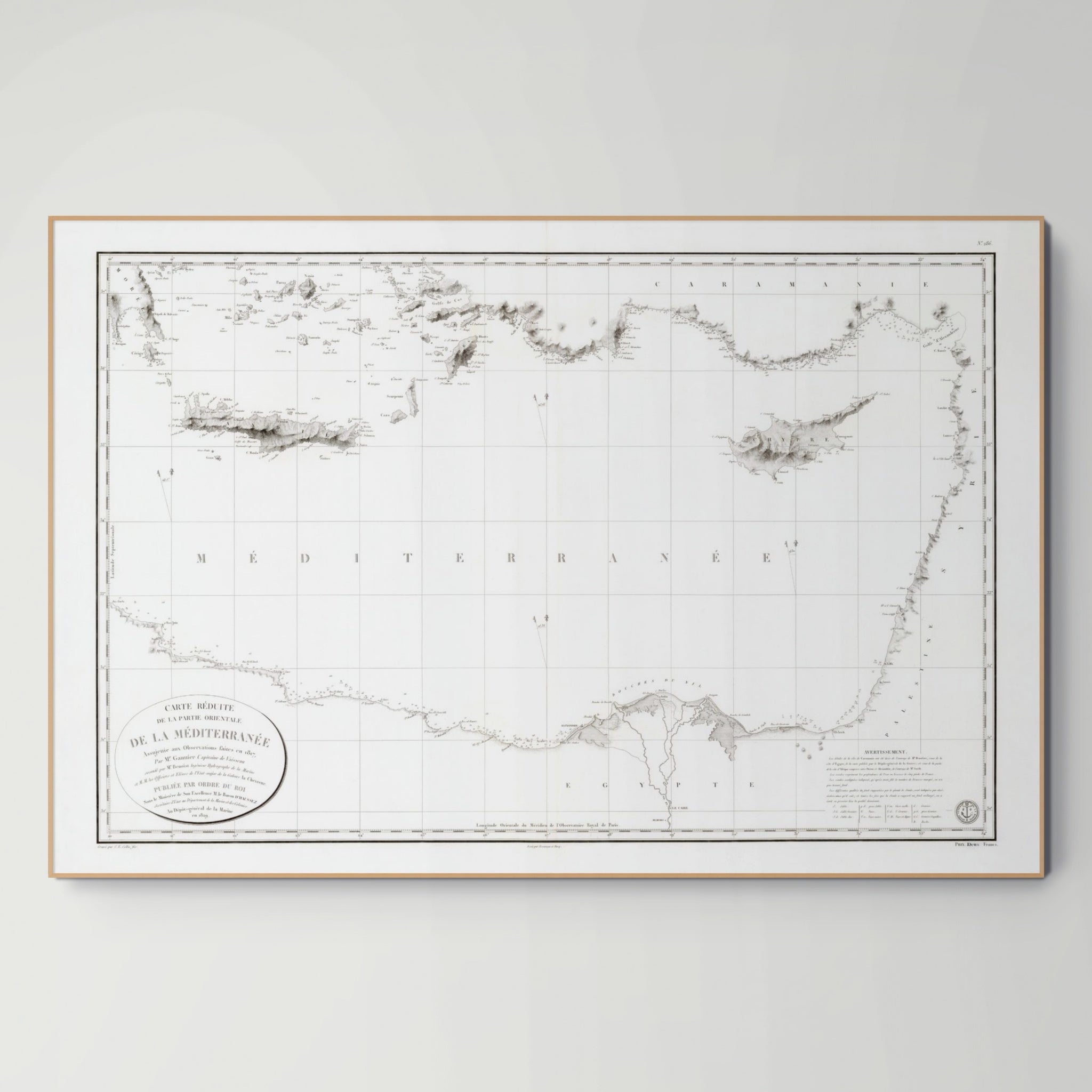 Mediterranean Sea | Nautical Chart | Giclée Print |