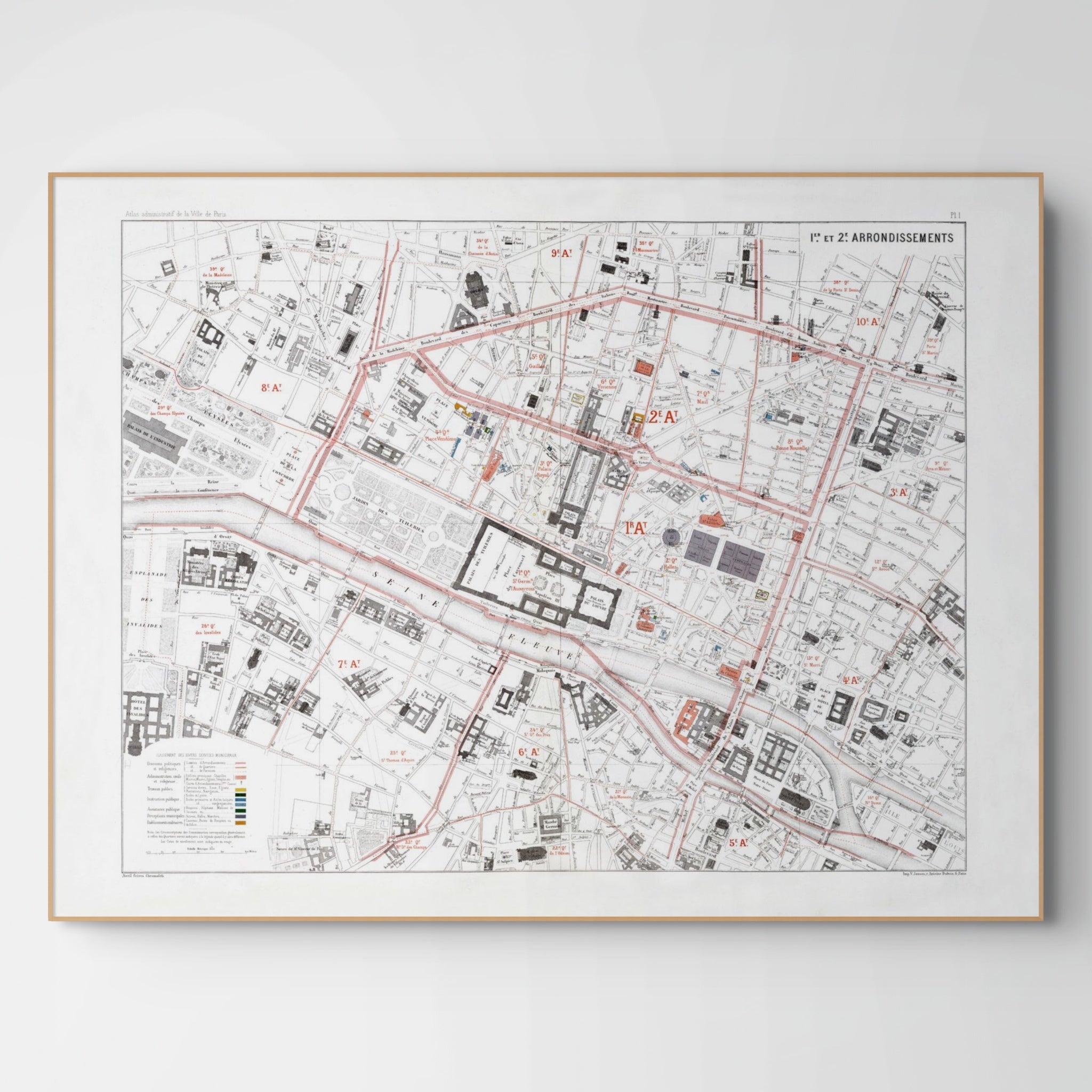 Haussmann | Paris 01 | 1. und 2 Arrondissements | Vintage Map
