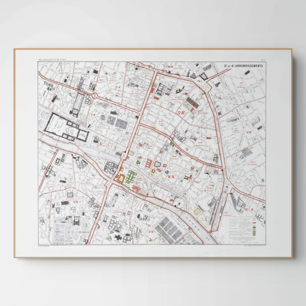 Haussmann | Paris 02 | 3. und 4 Arrondissement | Vintage Map