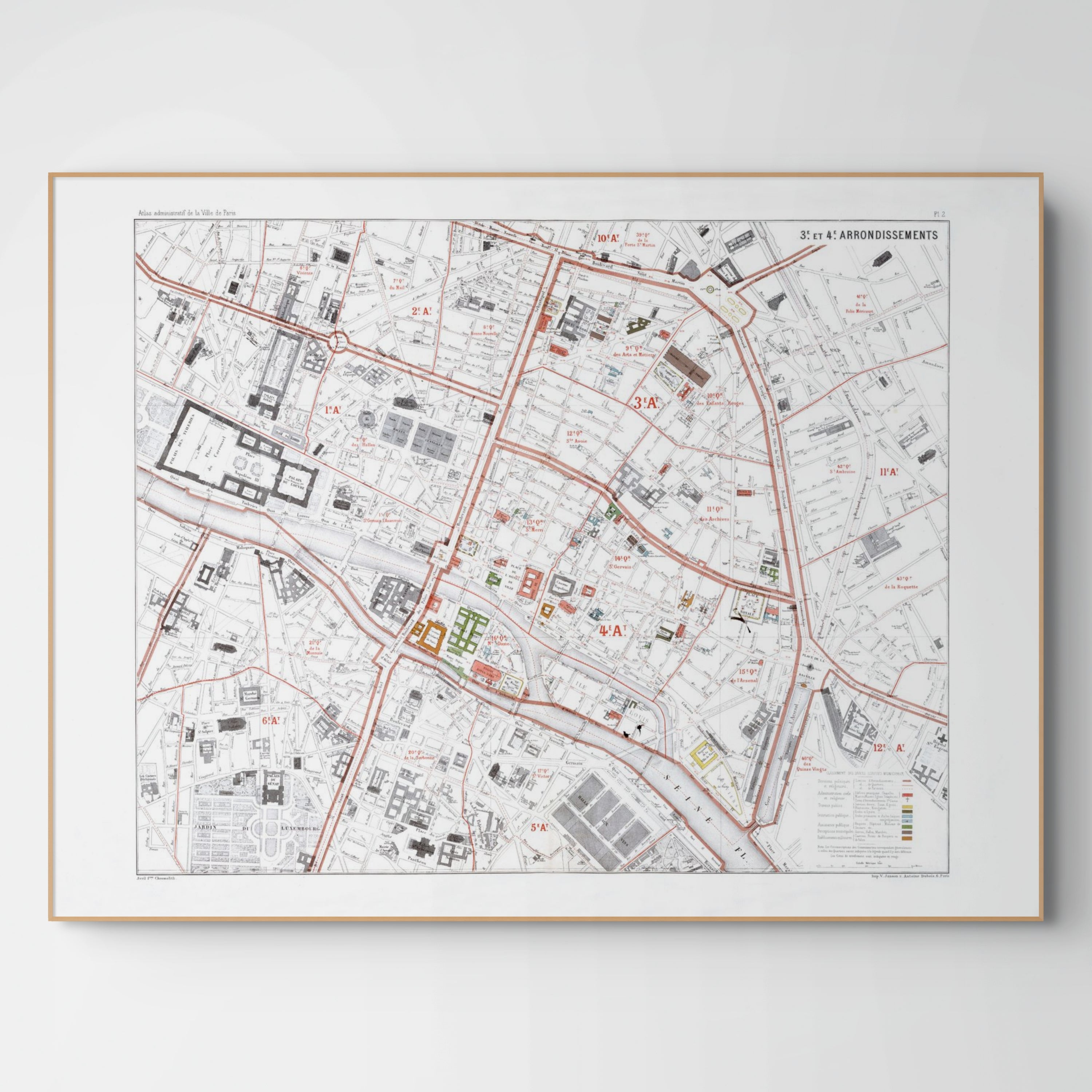 Haussmann | Paris 02 | 3. und 4 Arrondissement | Vintage Map