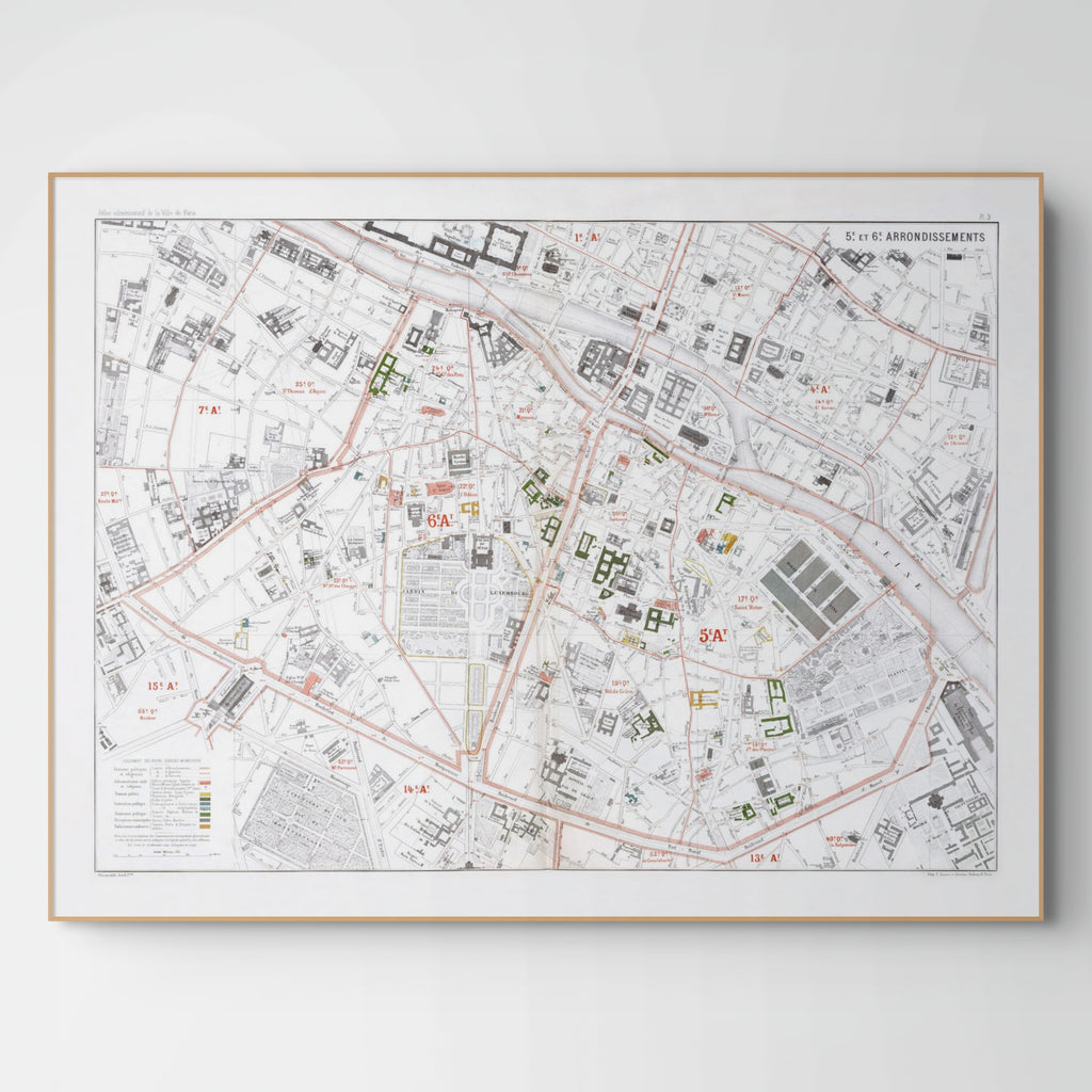 Haussmann | Paris 03 | 5. und 6 Arrondissement | Vintage Map