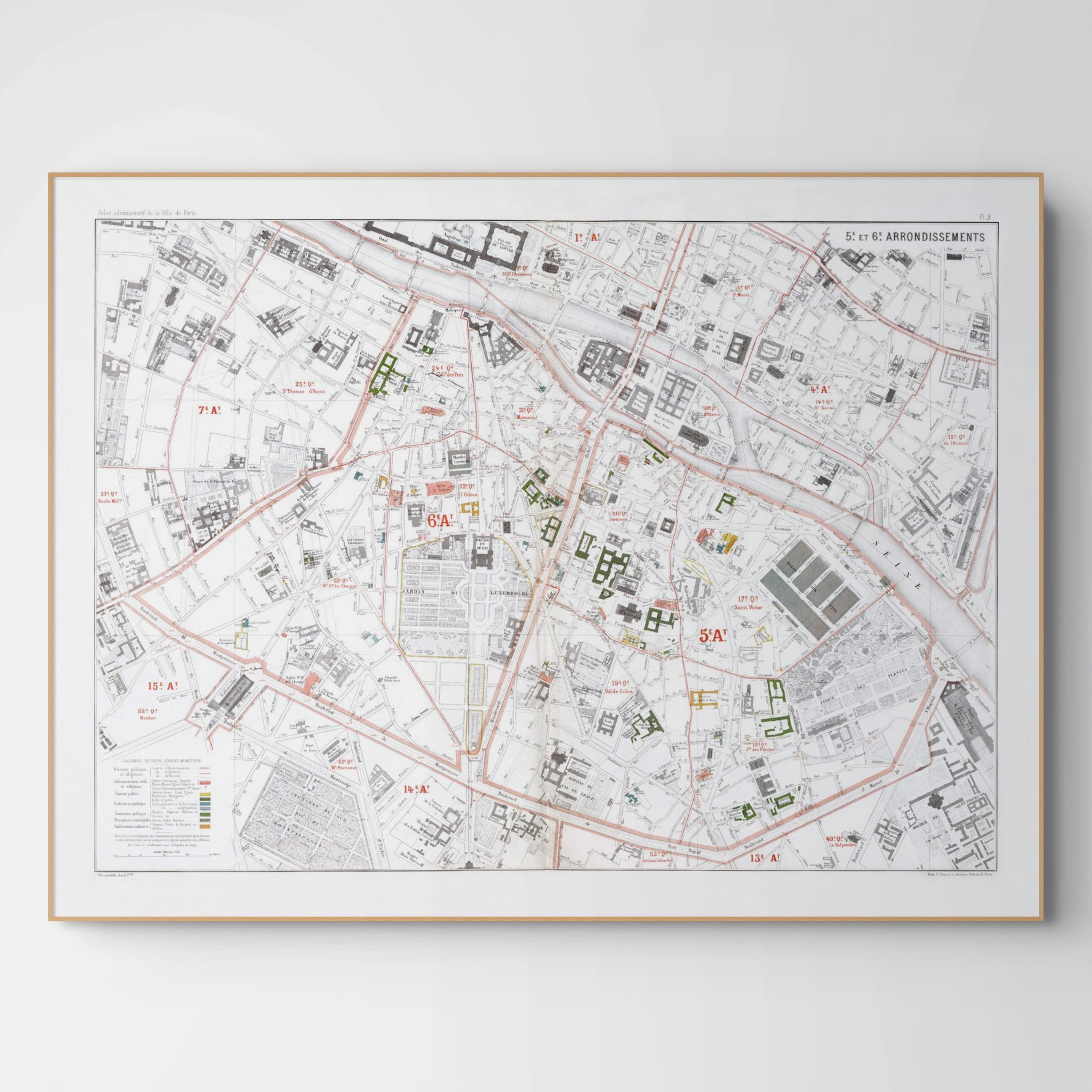 Haussmann | Paris 03 | 5. und 6 Arrondissement | Vintage Map