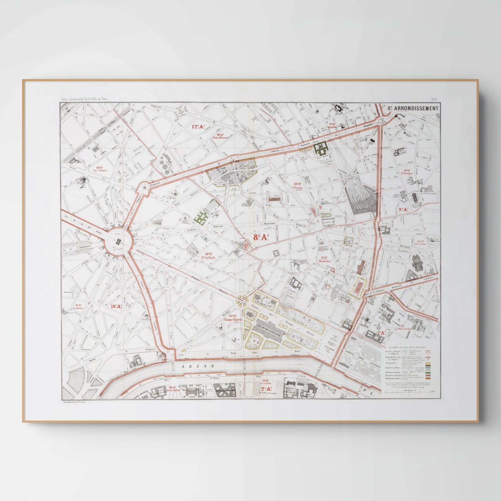 Haussmann | Paris 05 | 8. Arrondissement | Vintage Map