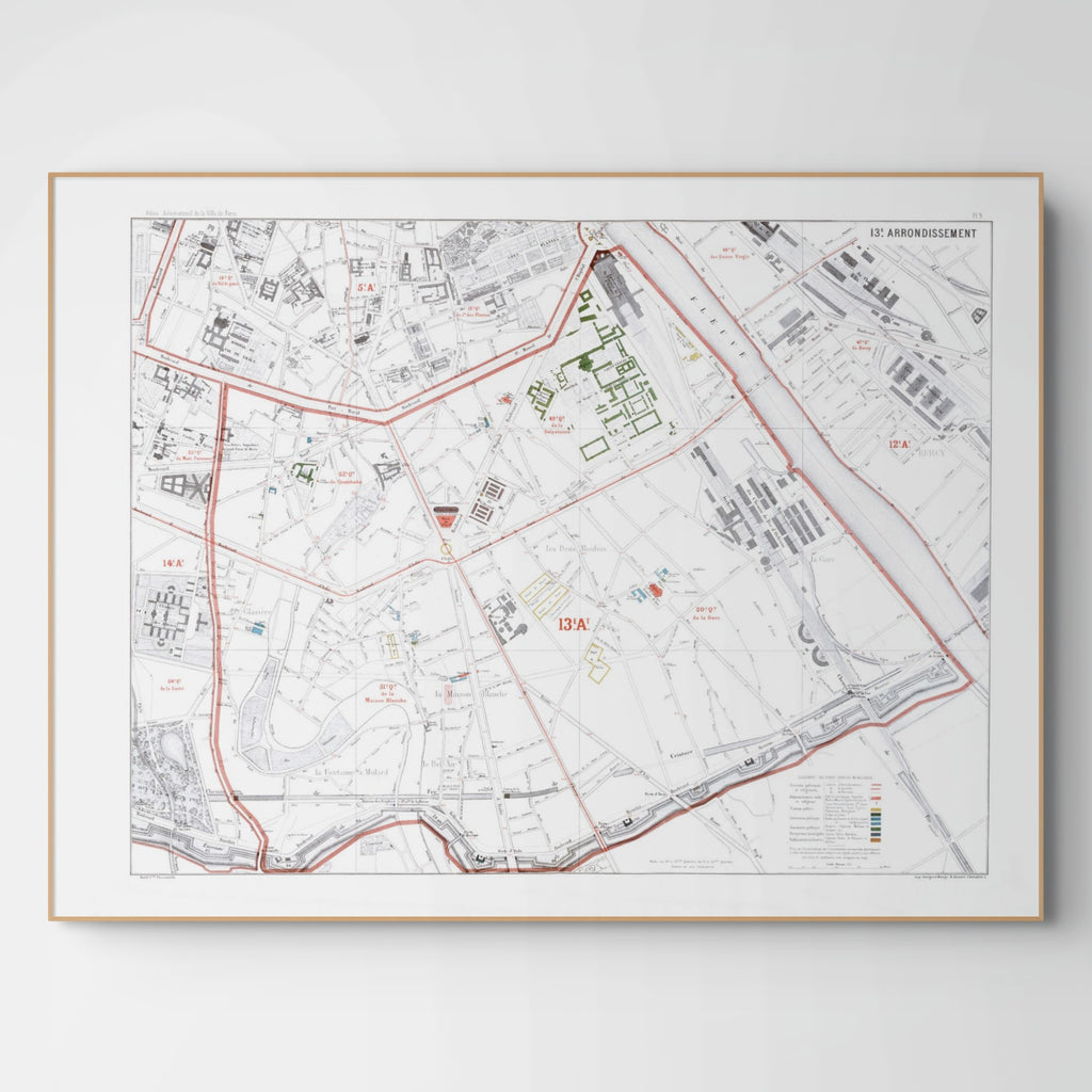 Haussmann | Paris | 13. Arrondissement | Vintage Map