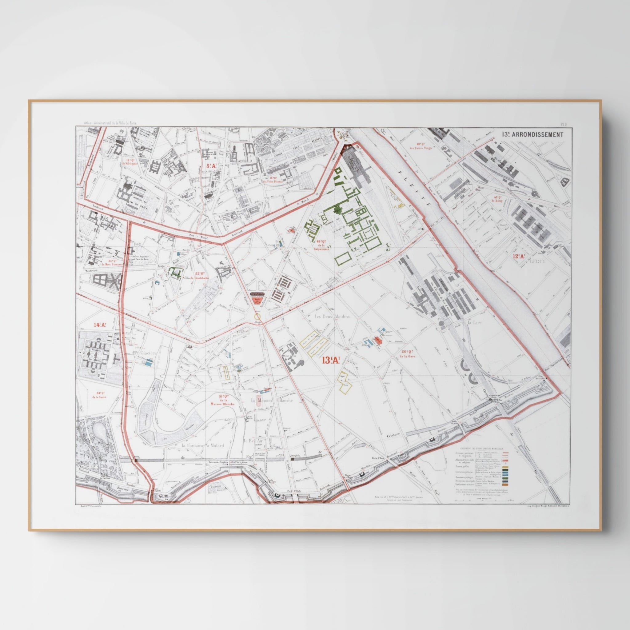 Haussmann | Paris | 13. Arrondissement | Vintage Map