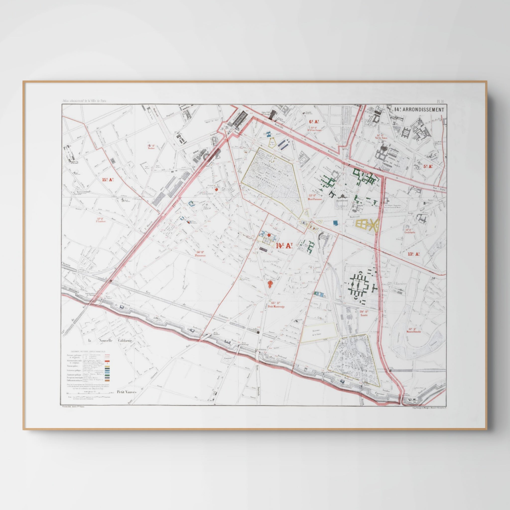 Haussmann | Paris | 14. Arrondissement | Vintage Map