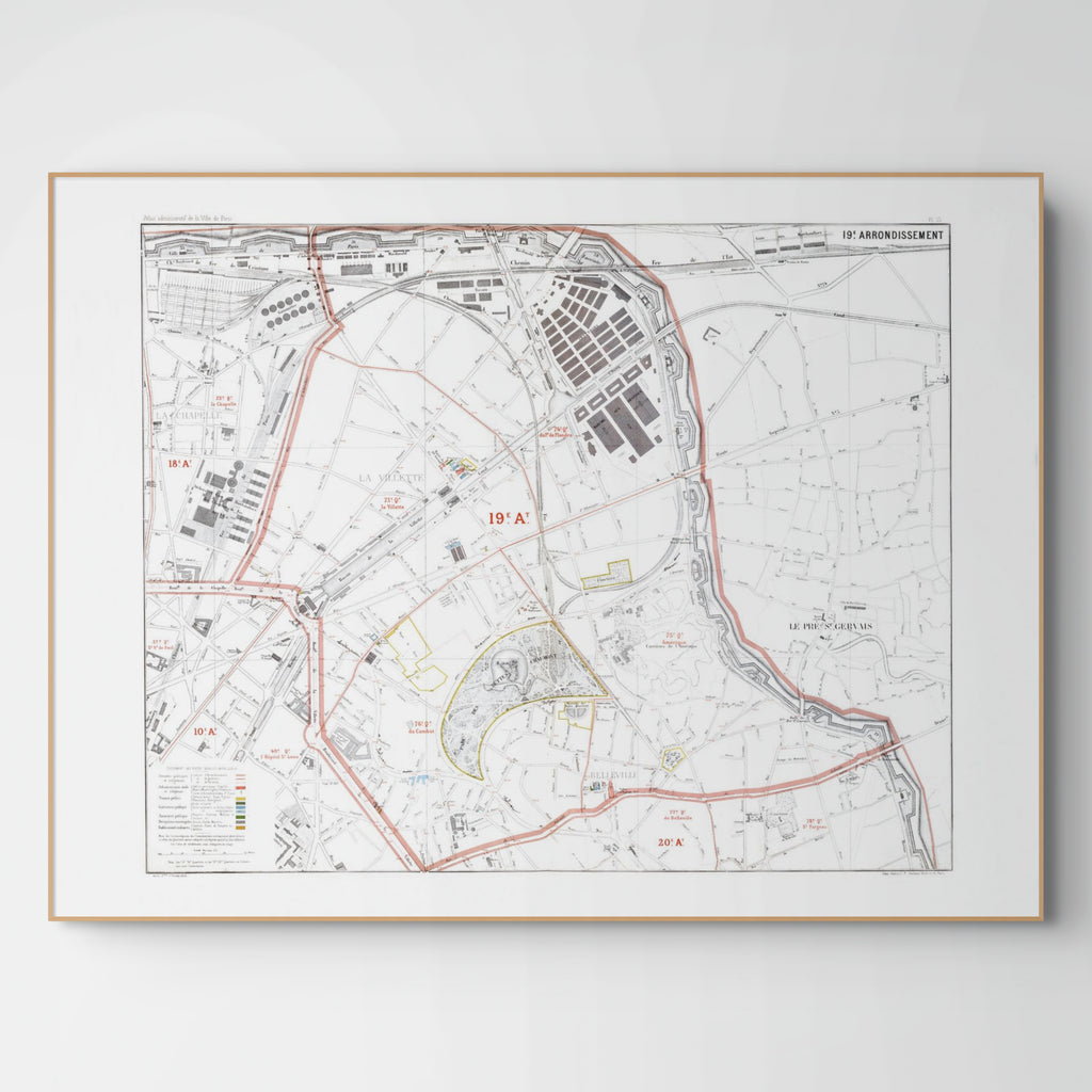 Haussmann | Paris | 19. Arrondissement | Vintage Map