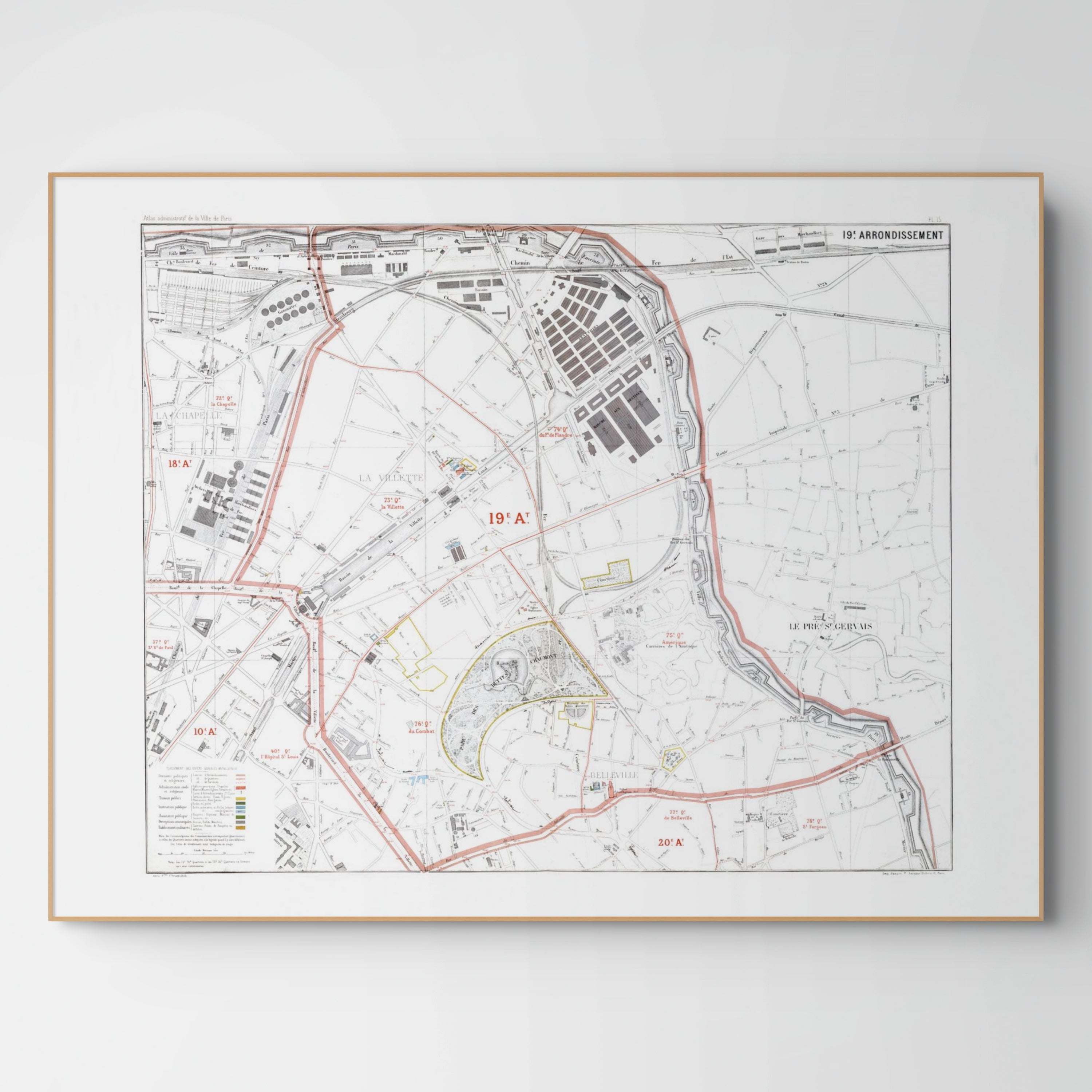 Haussmann | Paris | 19. Arrondissement | Vintage Map