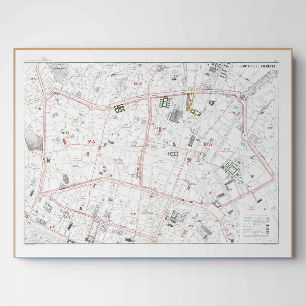 Haussmann | Paris 06 | 9. und 10. Arrondissement | Vintage Map