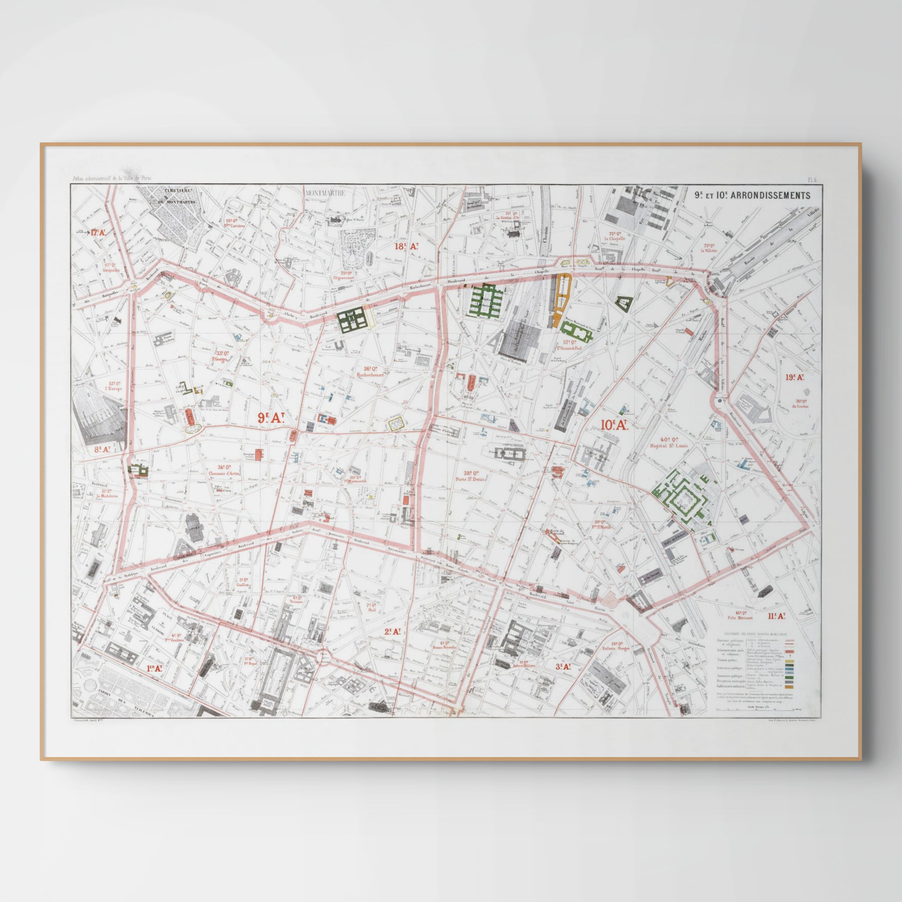 Haussmann | Paris 06 | 9. und 10. Arrondissement | Vintage Map