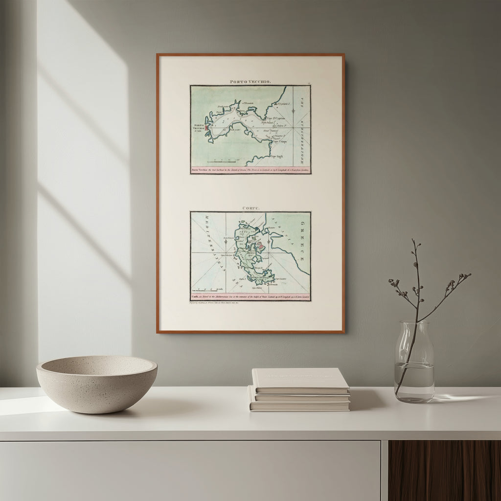 Seekarten-Atlas | Porto Vecchio | Korfu | Karte von 1801 | Giclée Druck