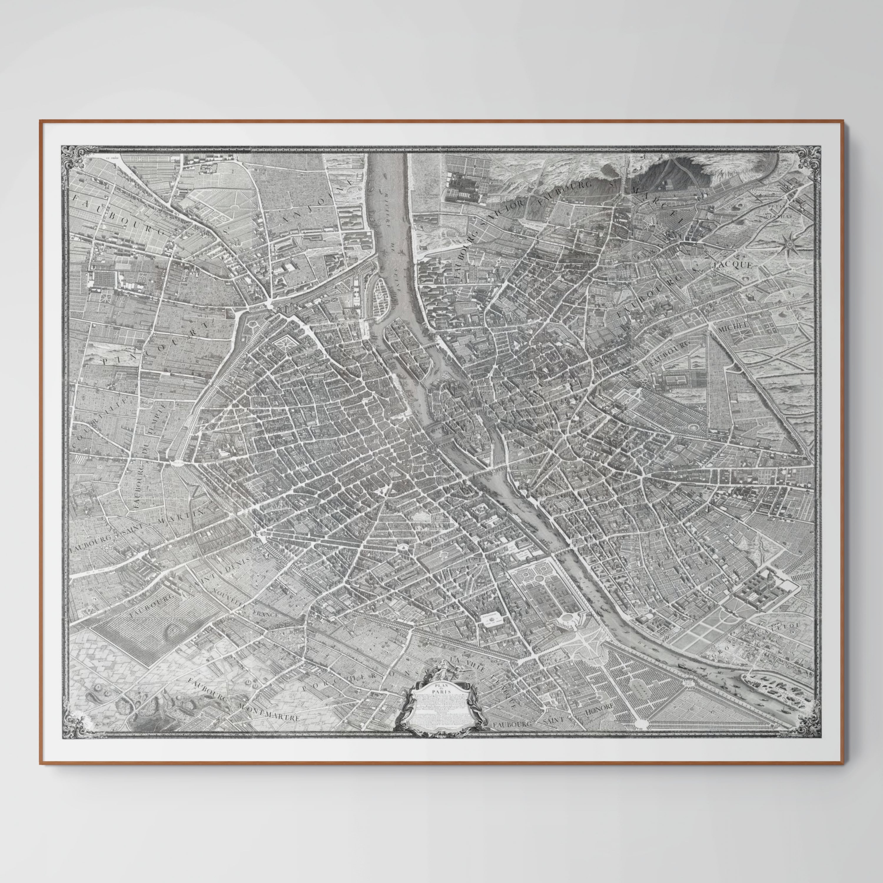 Paris | Historical Map | 1739 | Reproduction | Giclée Print