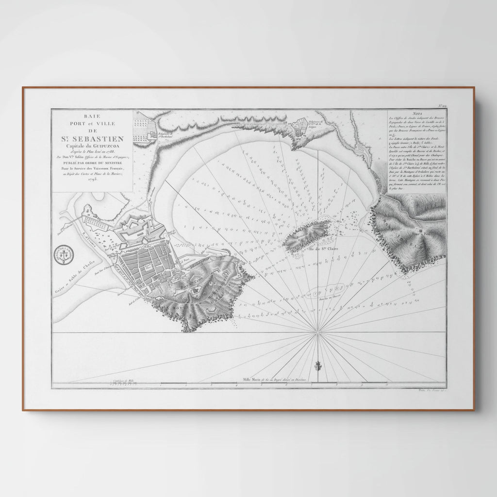 San Sebastian | Spanien | Seekarte | 1788 | Vintage Print