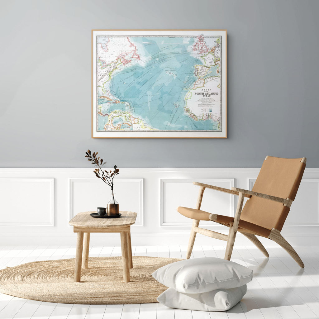 North Atlantic – Relief Map | Physical Map with Deep-Sea Contours | 1912