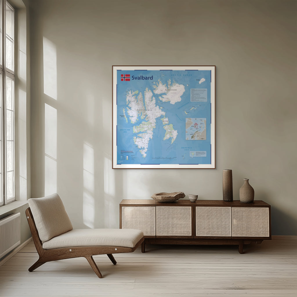 Svalbard Spitzbergen Landkarte Giclée-Druck