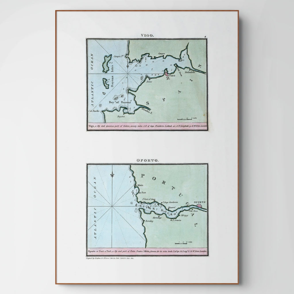 Seekarten-Atlas | Vigo | Oporto | Karte von 1801 | Giclée Druck