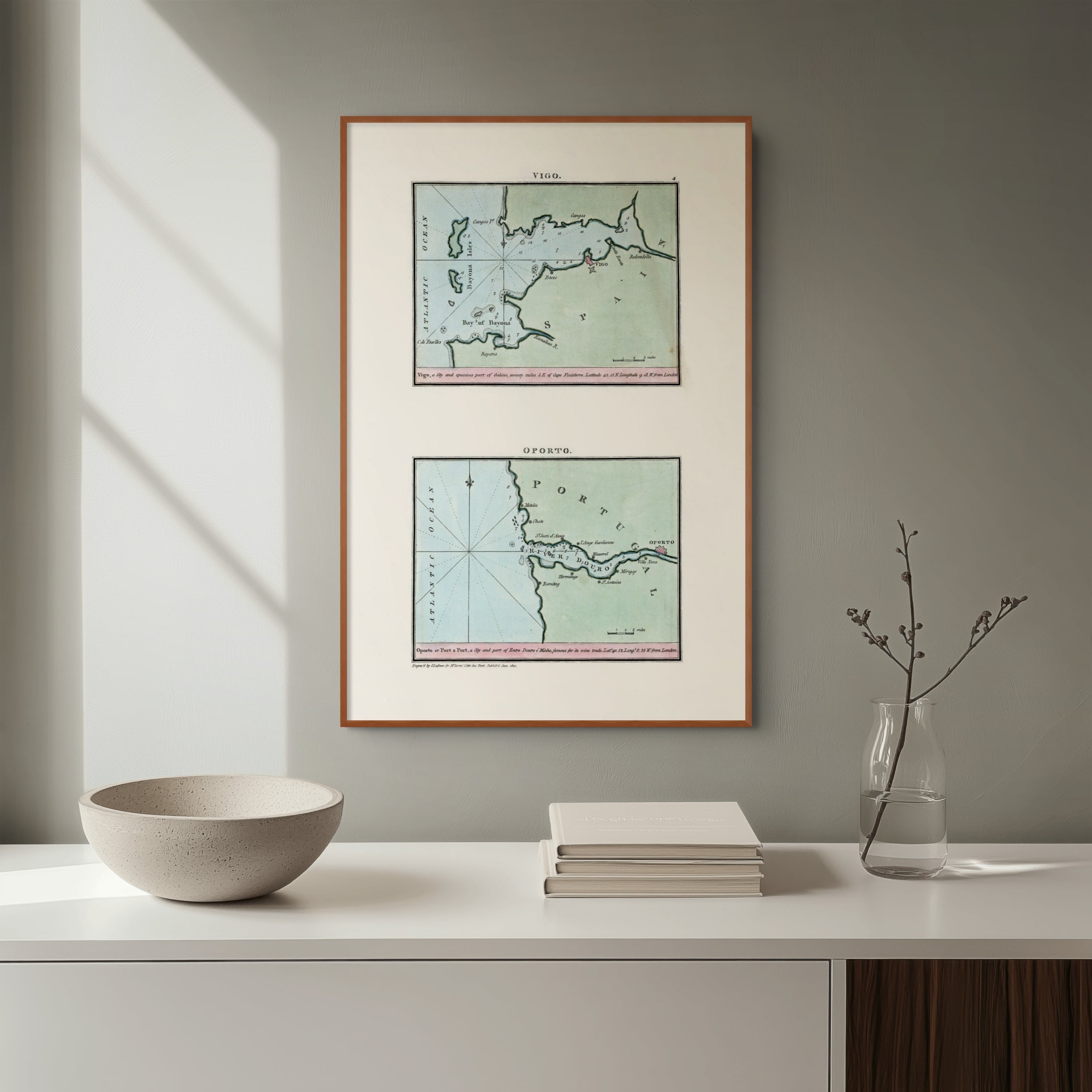 Seekarten-Atlas | Vigo | Oporto | Karte von 1801 | Giclée Druck